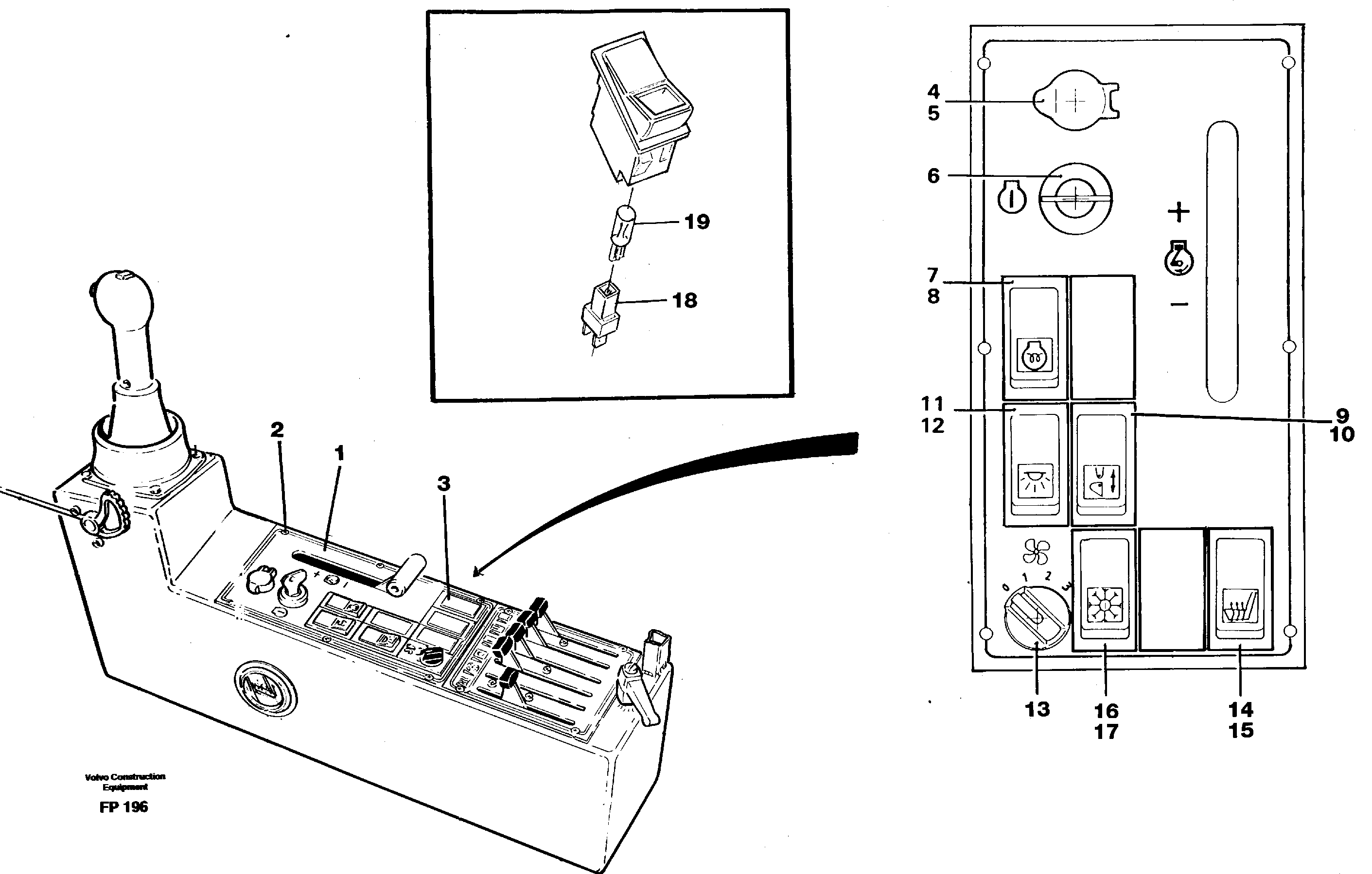 Схема запчастей Volvo EW150C - 104819 Control panel EW150C ?KERMAN ?KERMAN EW150C SER NO - 688