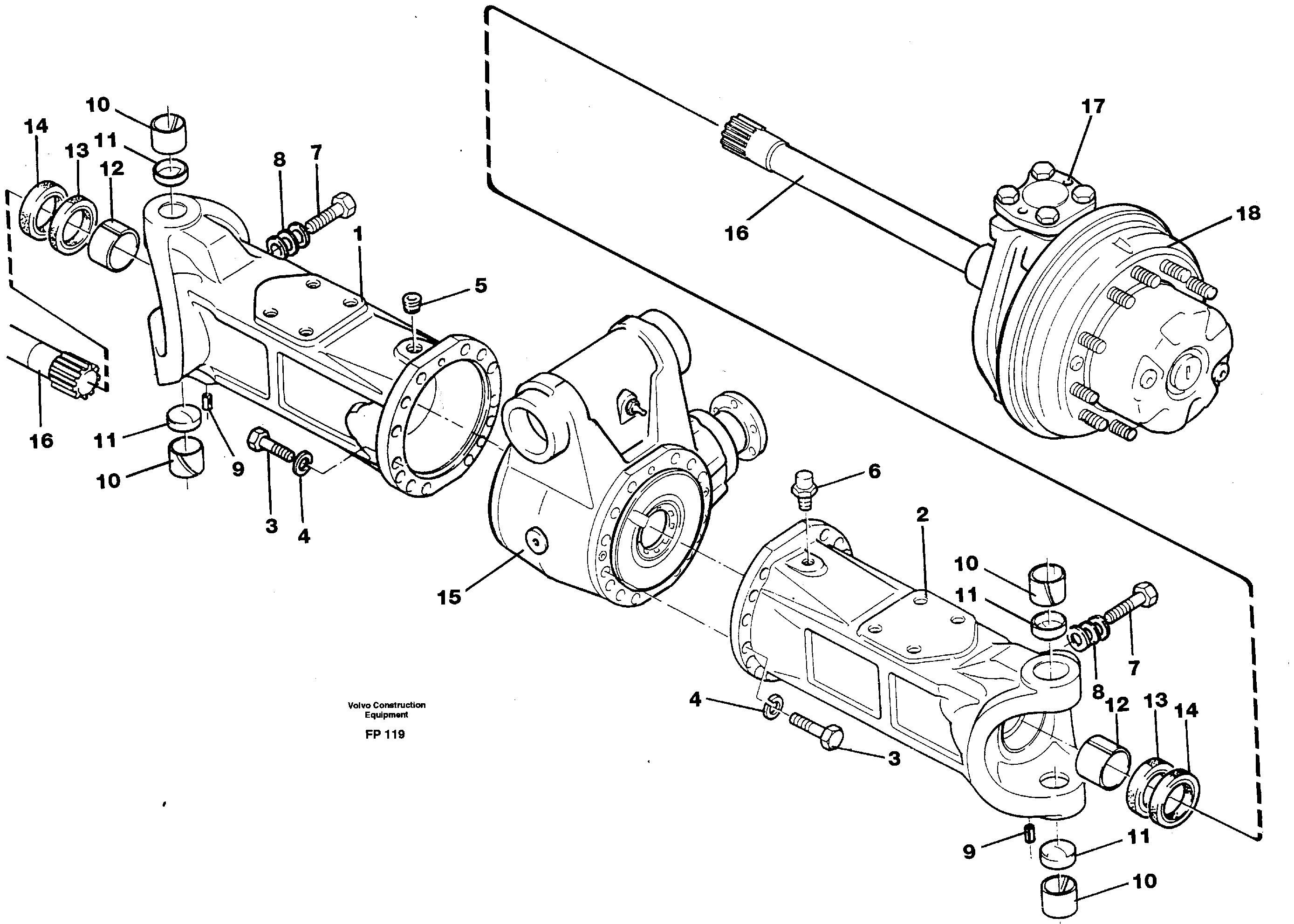 Схема запчастей Volvo EW150C - 26440 Axle beam EW150C ?KERMAN ?KERMAN EW150C SER NO - 688