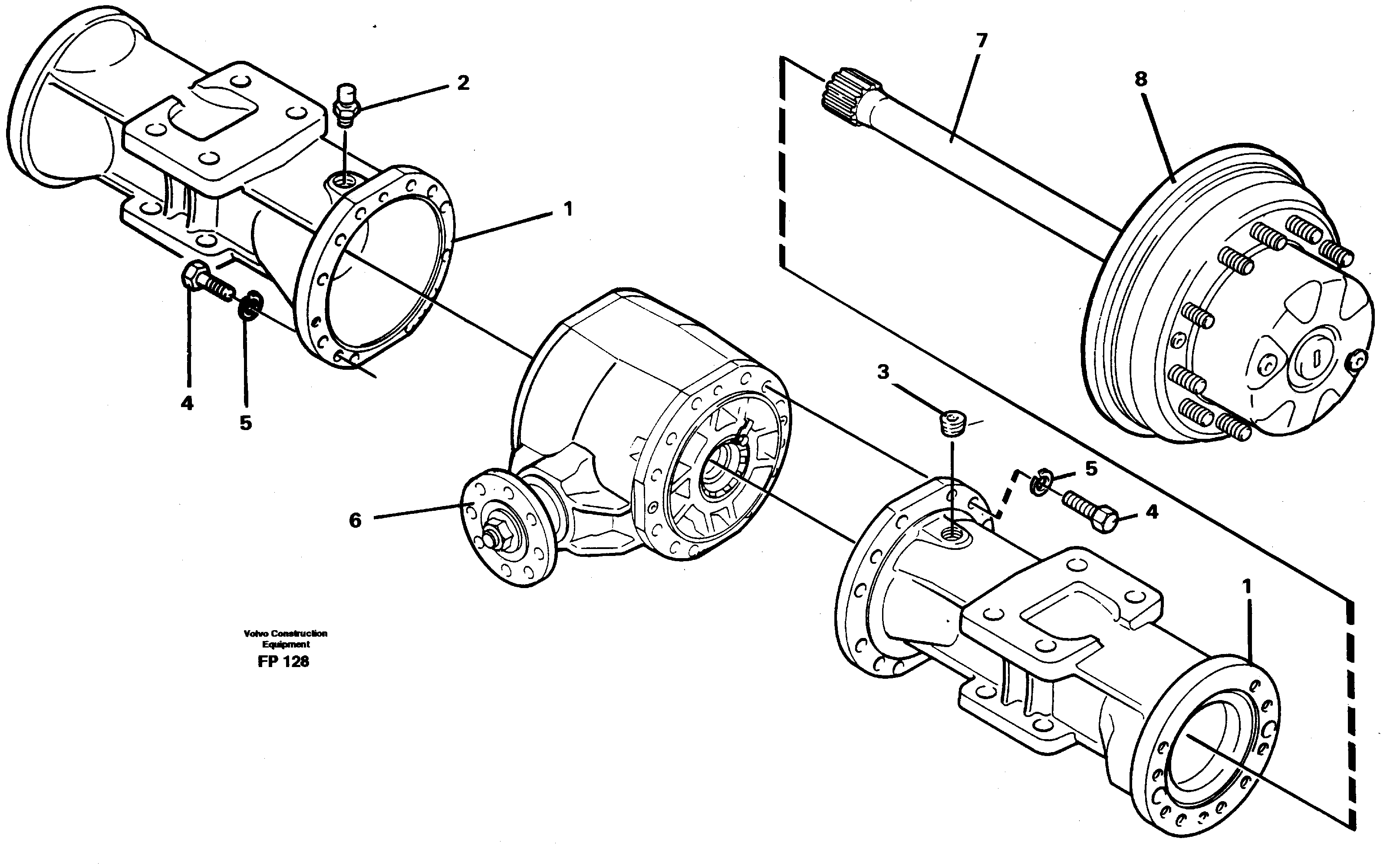 Схема запчастей Volvo EW150C - 26443 Axle beam, rear EW150C ?KERMAN ?KERMAN EW150C SER NO - 688