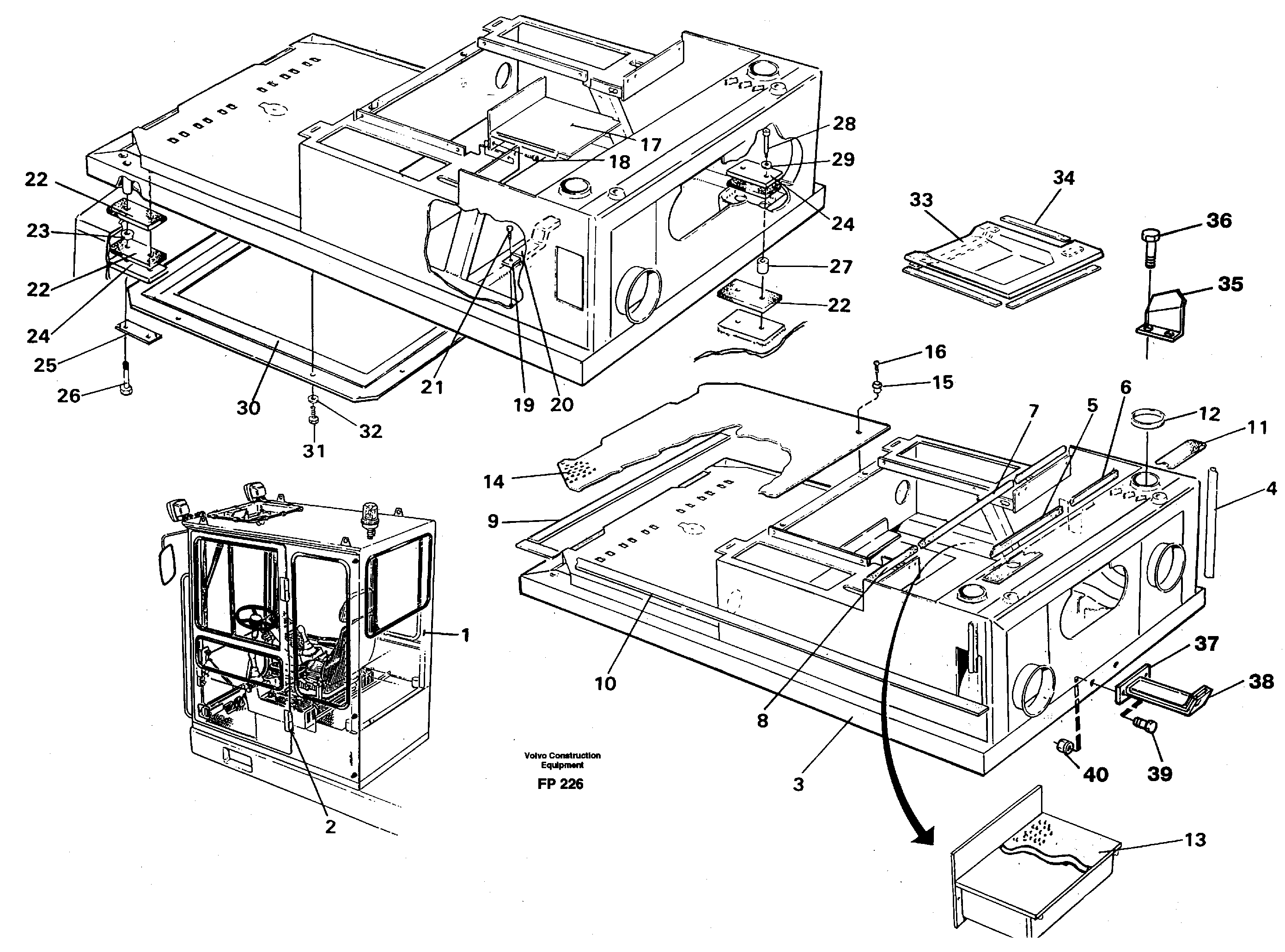 Схема запчастей Volvo EW150C - 97299 Drivers cab and cabin floor EW150C ?KERMAN ?KERMAN EW150C SER NO - 688