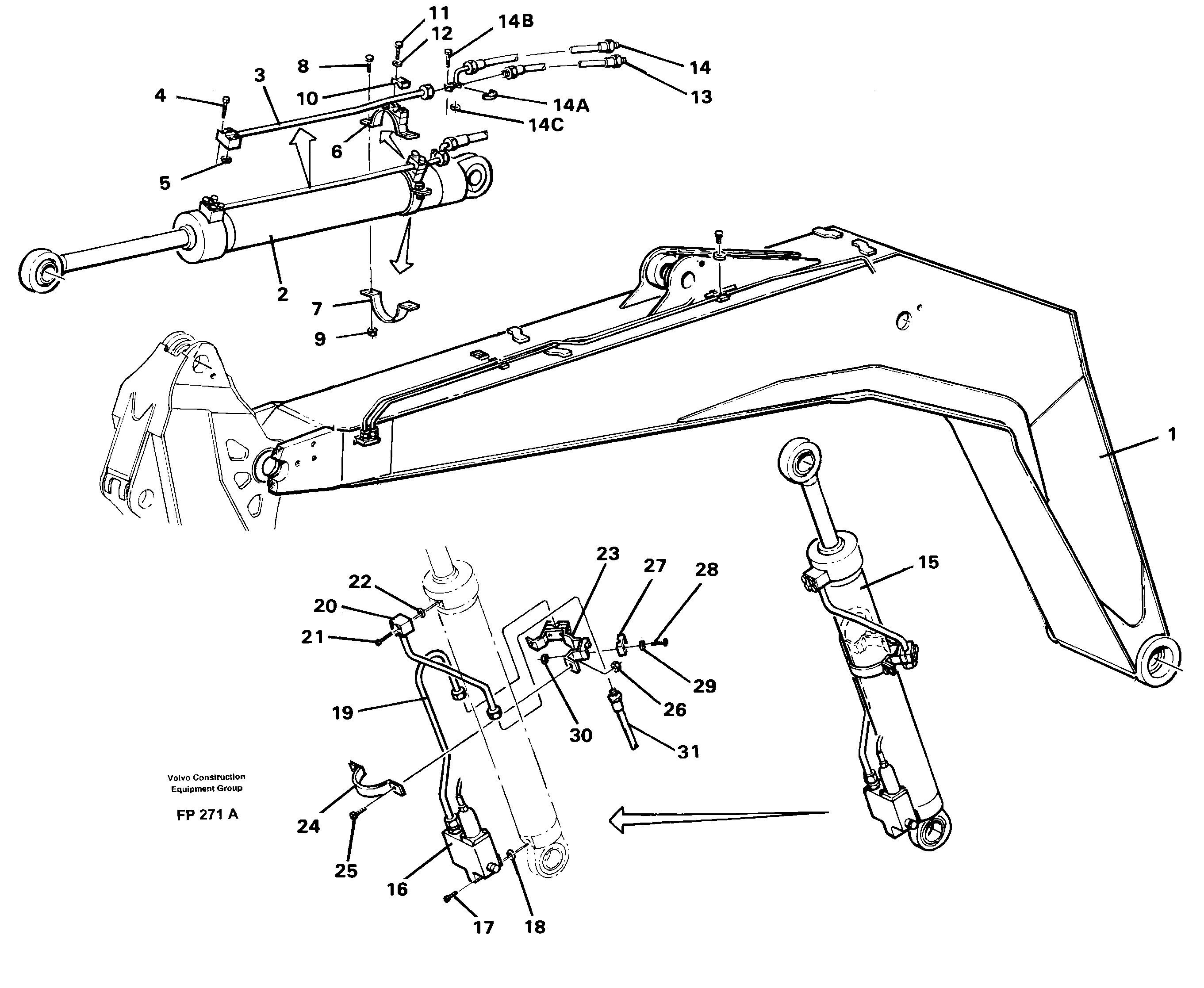 Схема запчастей Volvo EW150C - 58669 Cylinder hydraulics, backhoe boom 4.90 M EW150C ?KERMAN ?KERMAN EW150C SER NO - 688