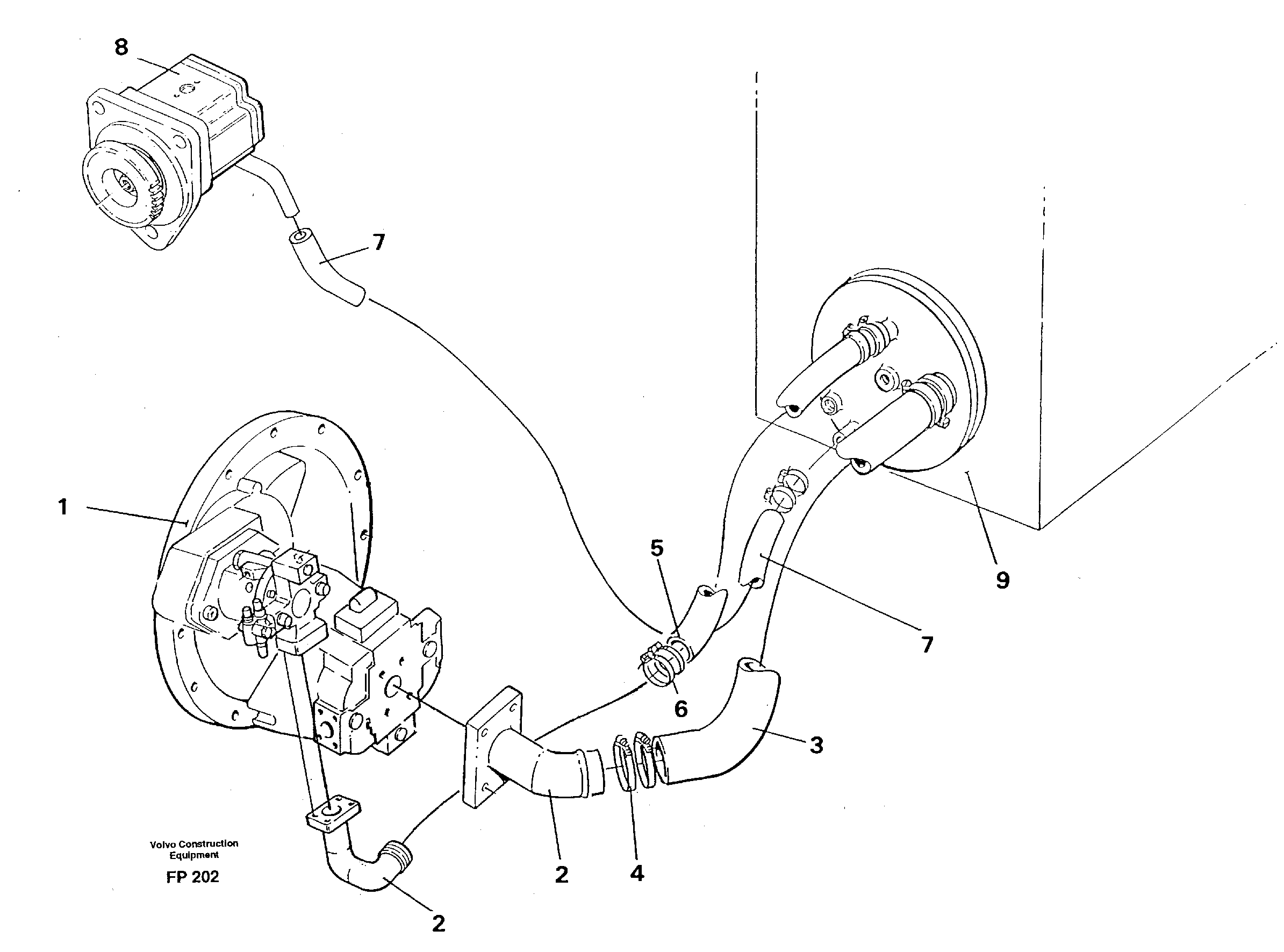 Схема запчастей Volvo EW150C - 75088 Hydraulic system suction lines EW150C ?KERMAN ?KERMAN EW150C SER NO - 688