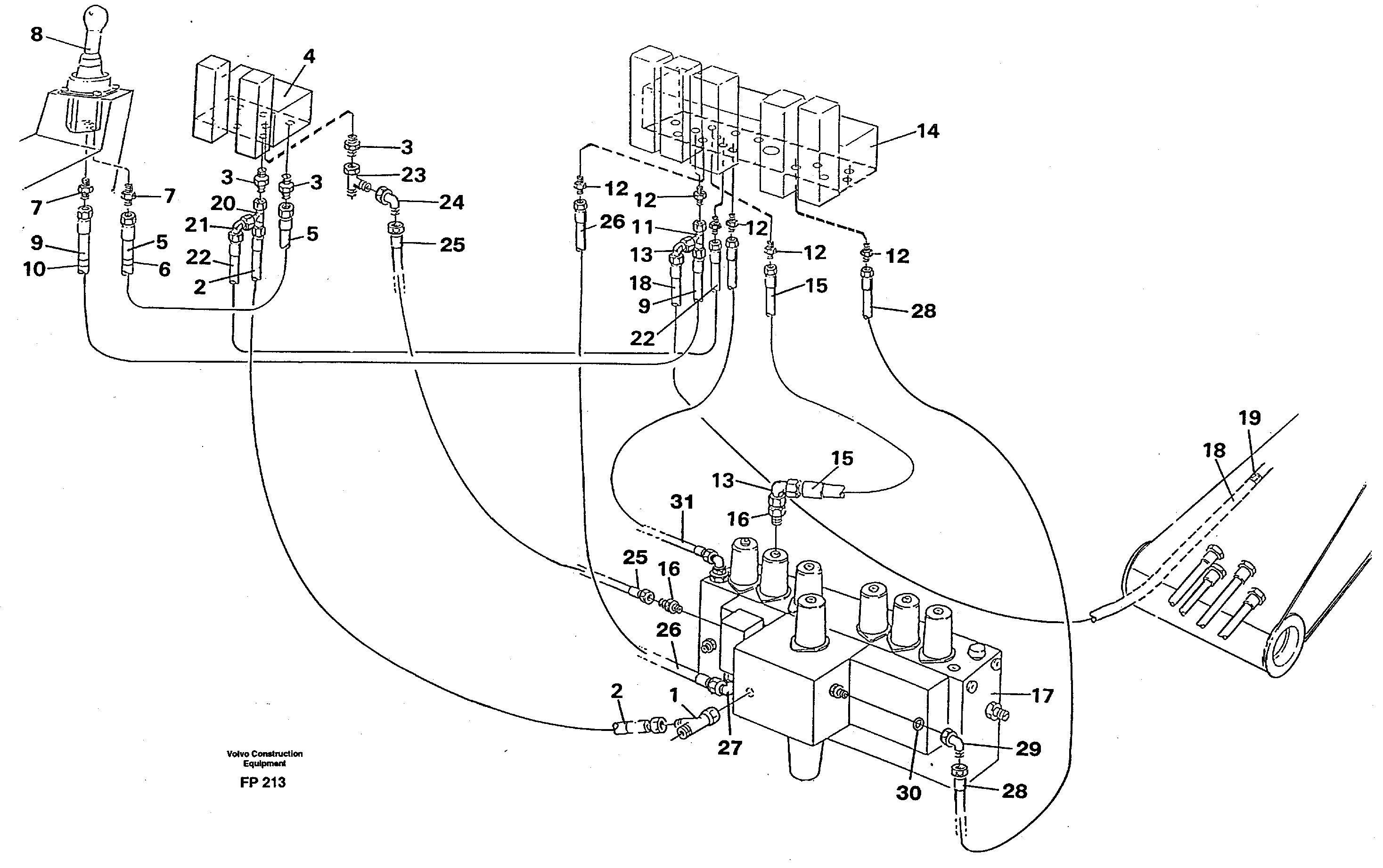 Схема запчастей Volvo EW150C - 10461 Servo hydraulics, boom EW150C ?KERMAN ?KERMAN EW150C SER NO - 688