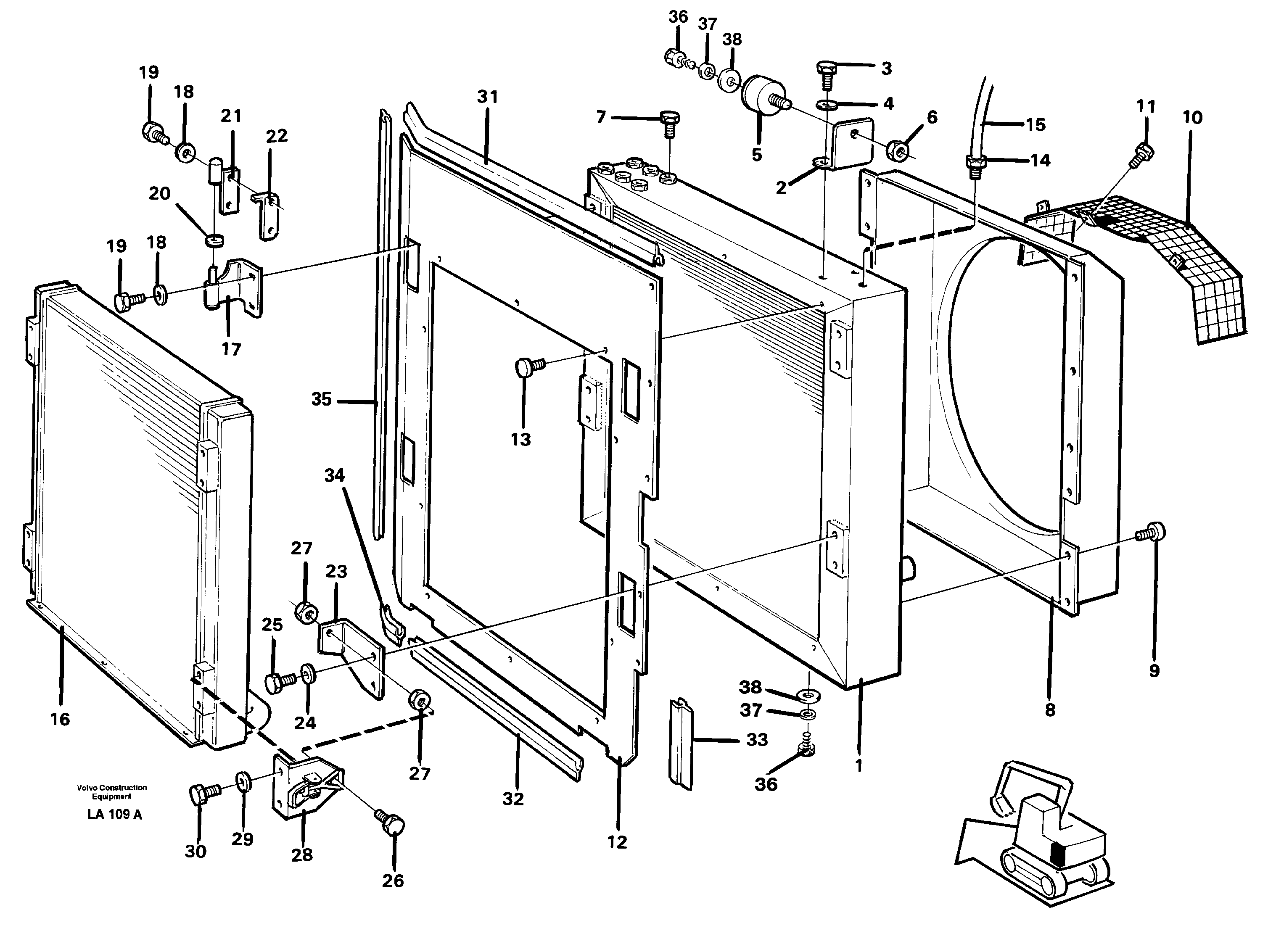Схема запчастей Volvo EW150C - 43879 Radiator with fitting parts EW150C SER NO 689-