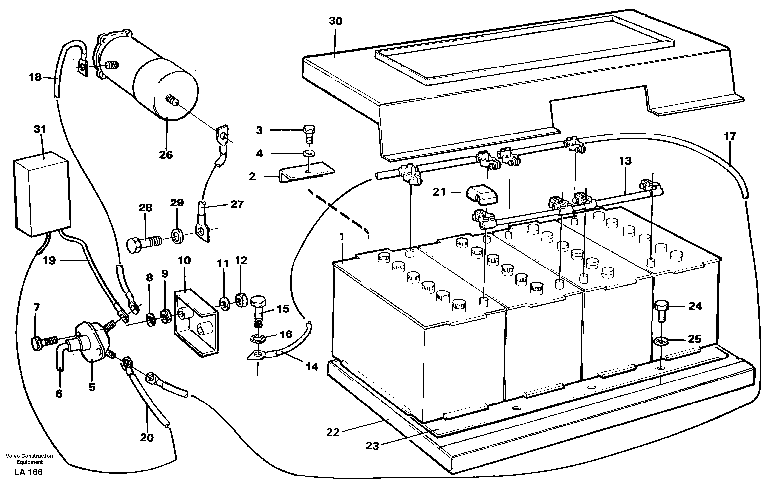Схема запчастей Volvo EW150C - 44535 Battery with assembling details EW150C SER NO 689-