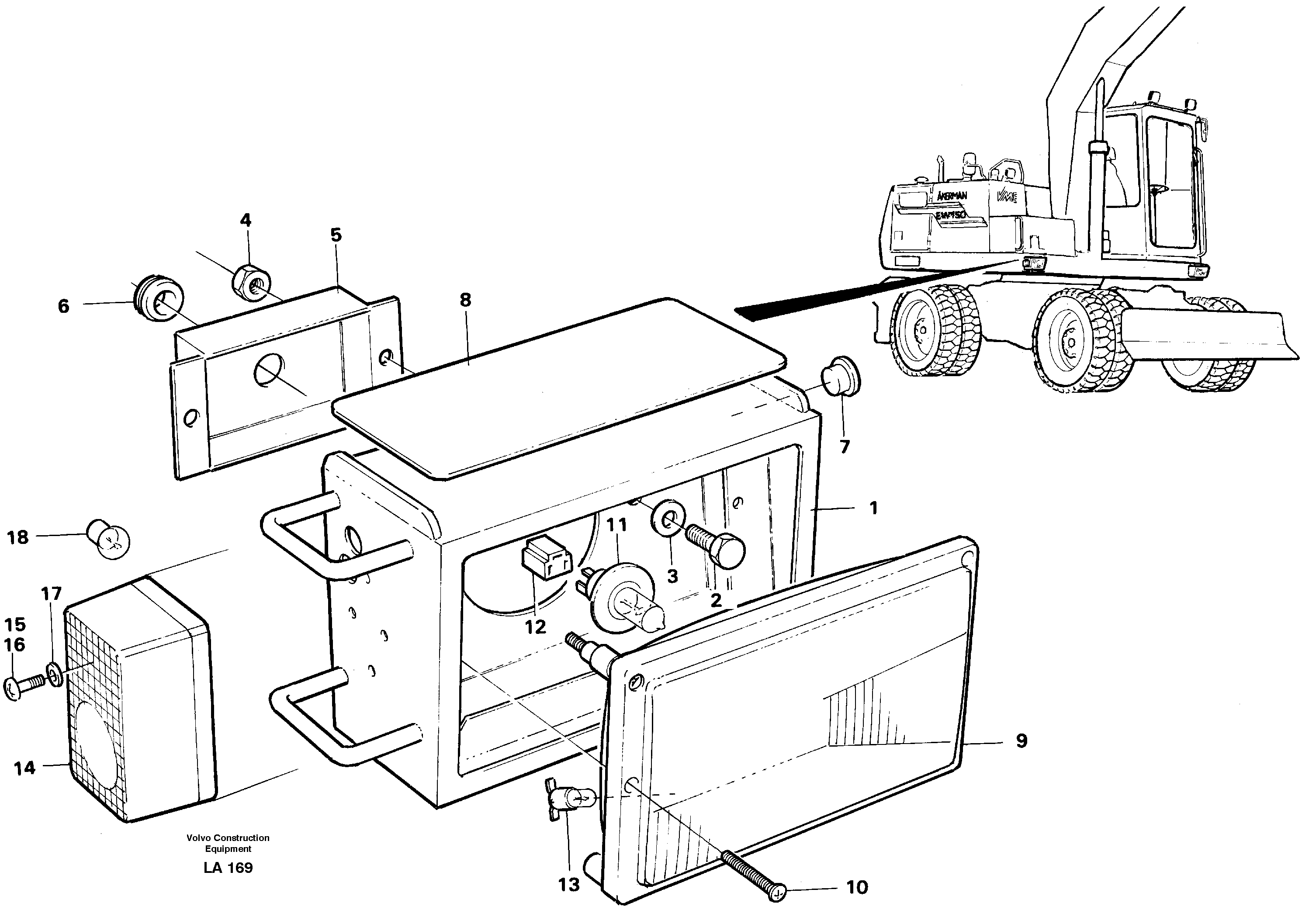 Схема запчастей Volvo EW150C - 47212 Headlamp EW150C SER NO 689-