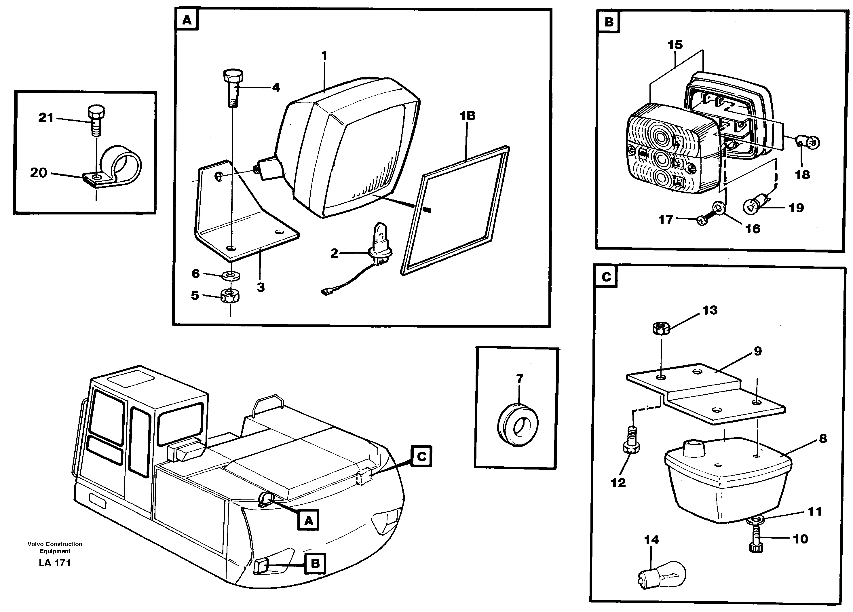 Схема запчастей Volvo EW150C - 47213 Lighting, rear EW150C SER NO 689-