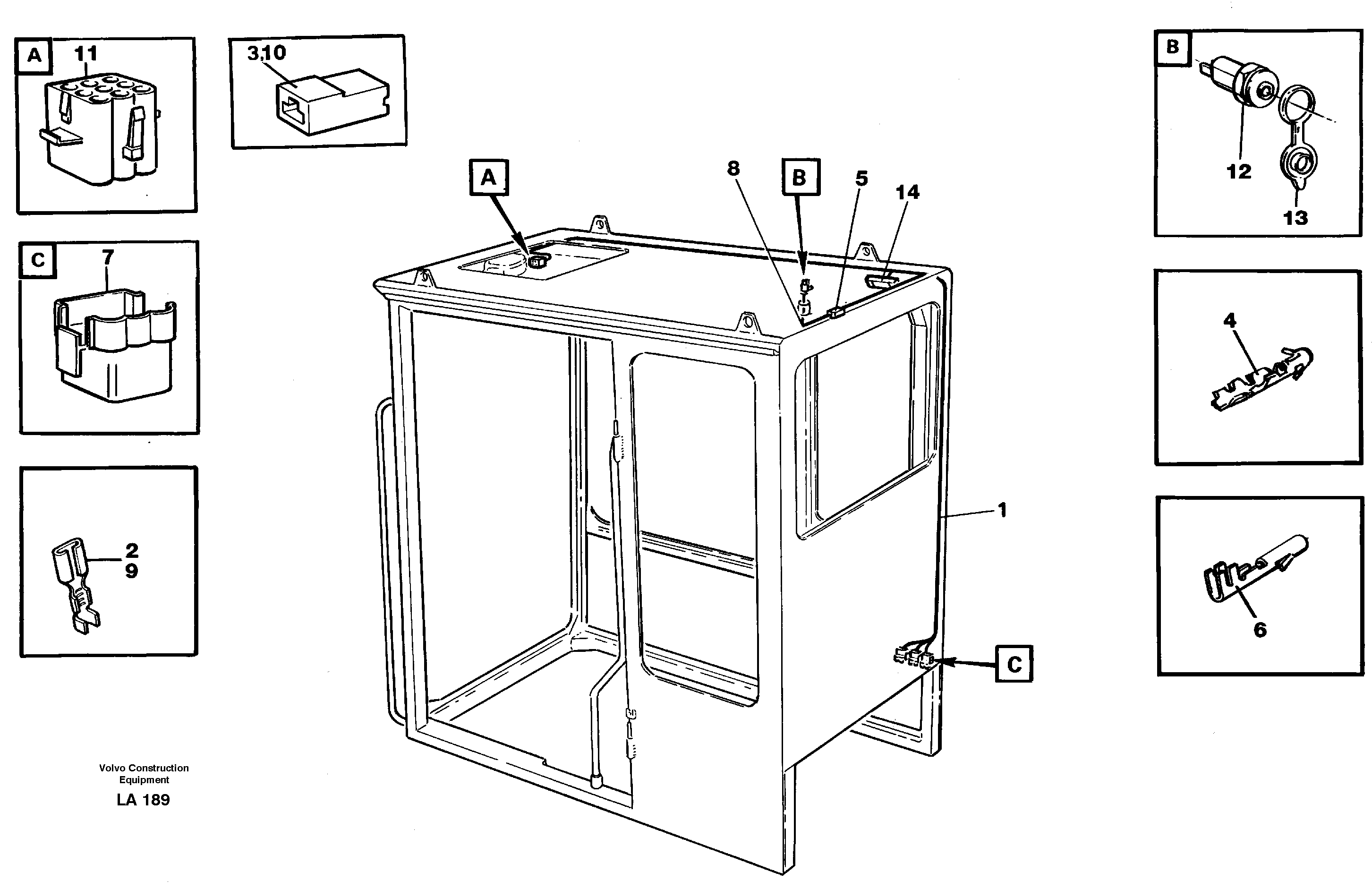 Схема запчастей Volvo EW150C - 44537 Cable harnesses, cab EW150C SER NO 689-