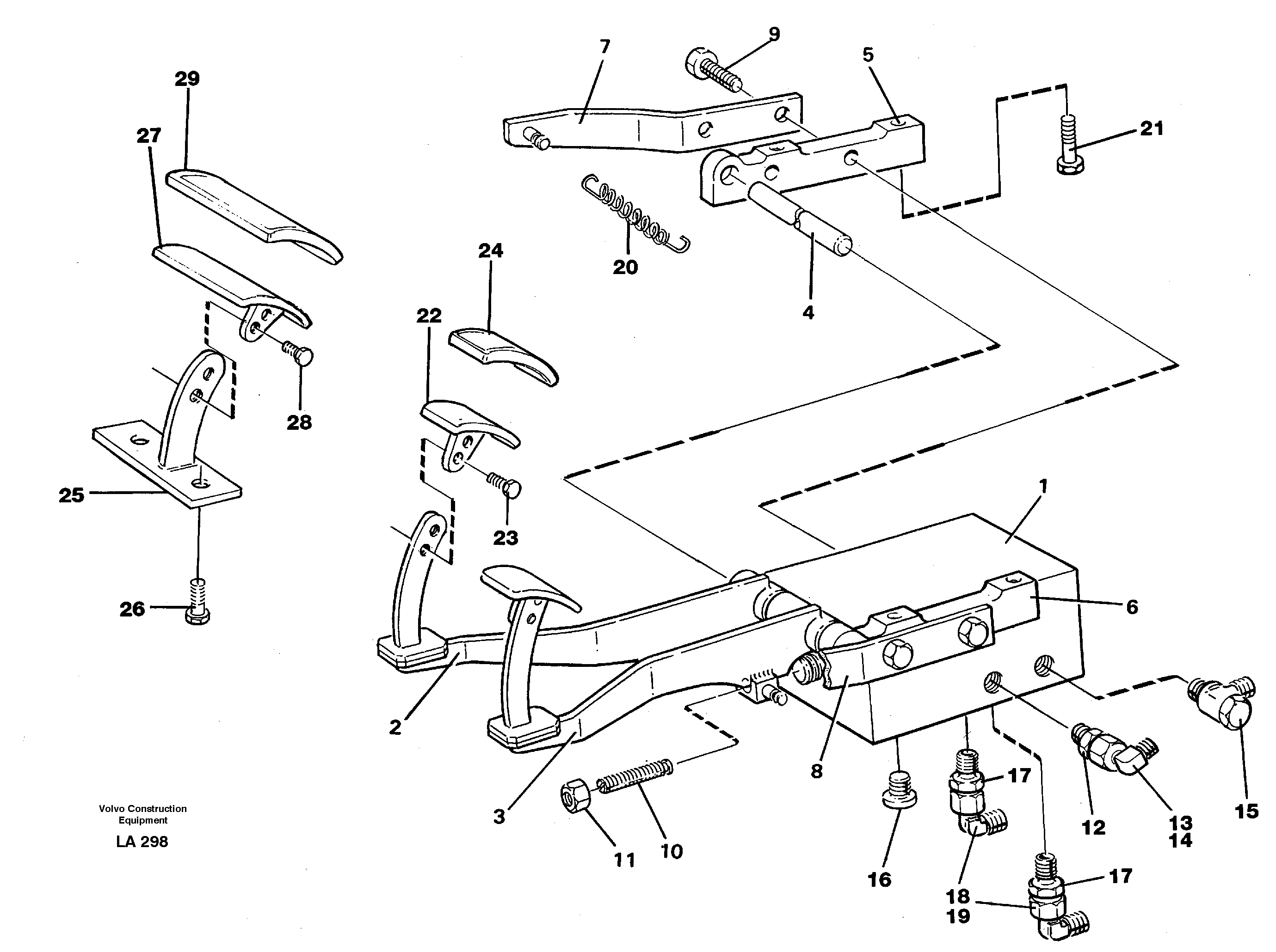 Схема запчастей Volvo EW150C - 41904 Pedal valve with connections EW150C SER NO 689-
