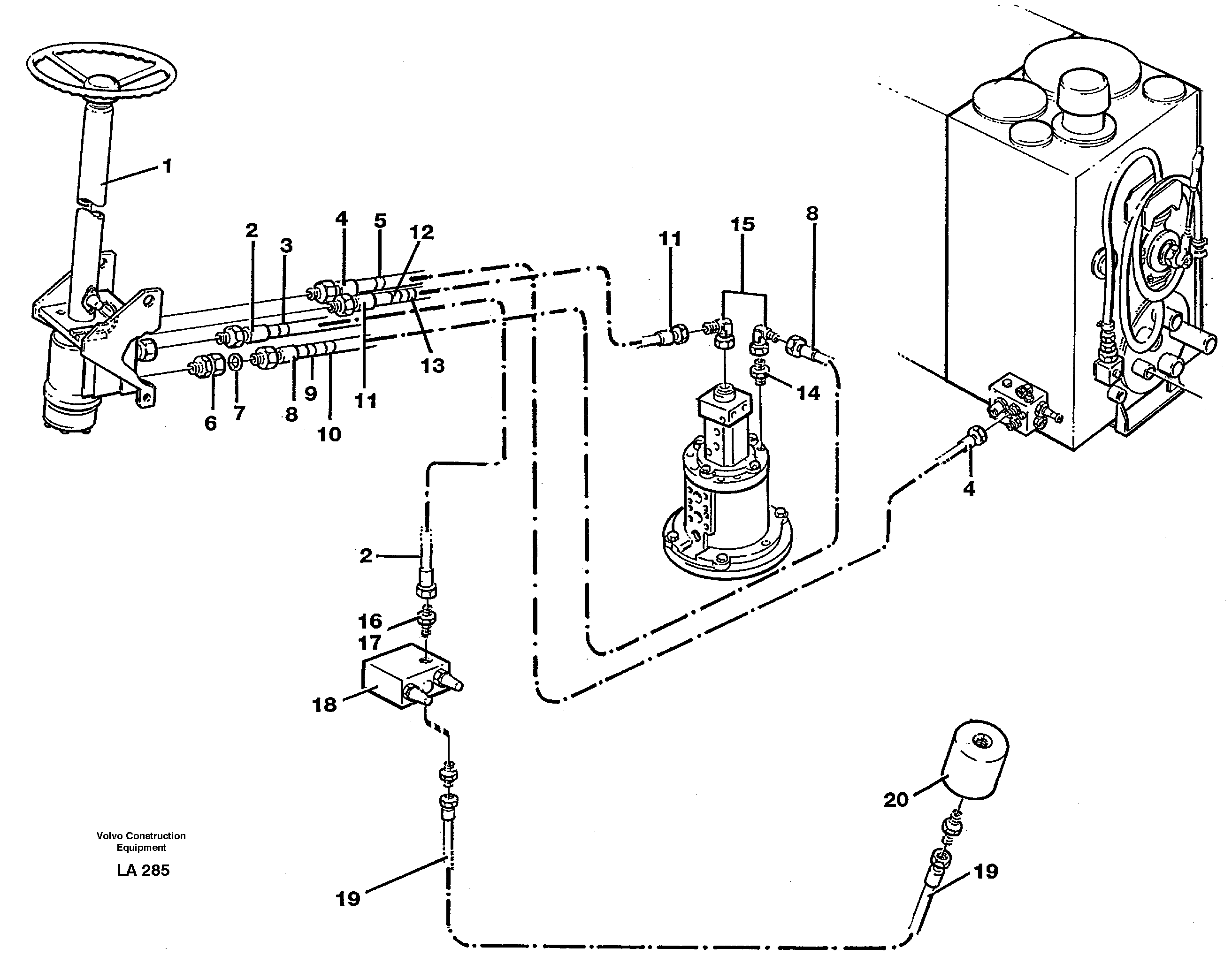 Схема запчастей Volvo EW150C - 44948 Steering system in superstructure EW150C SER NO 689-