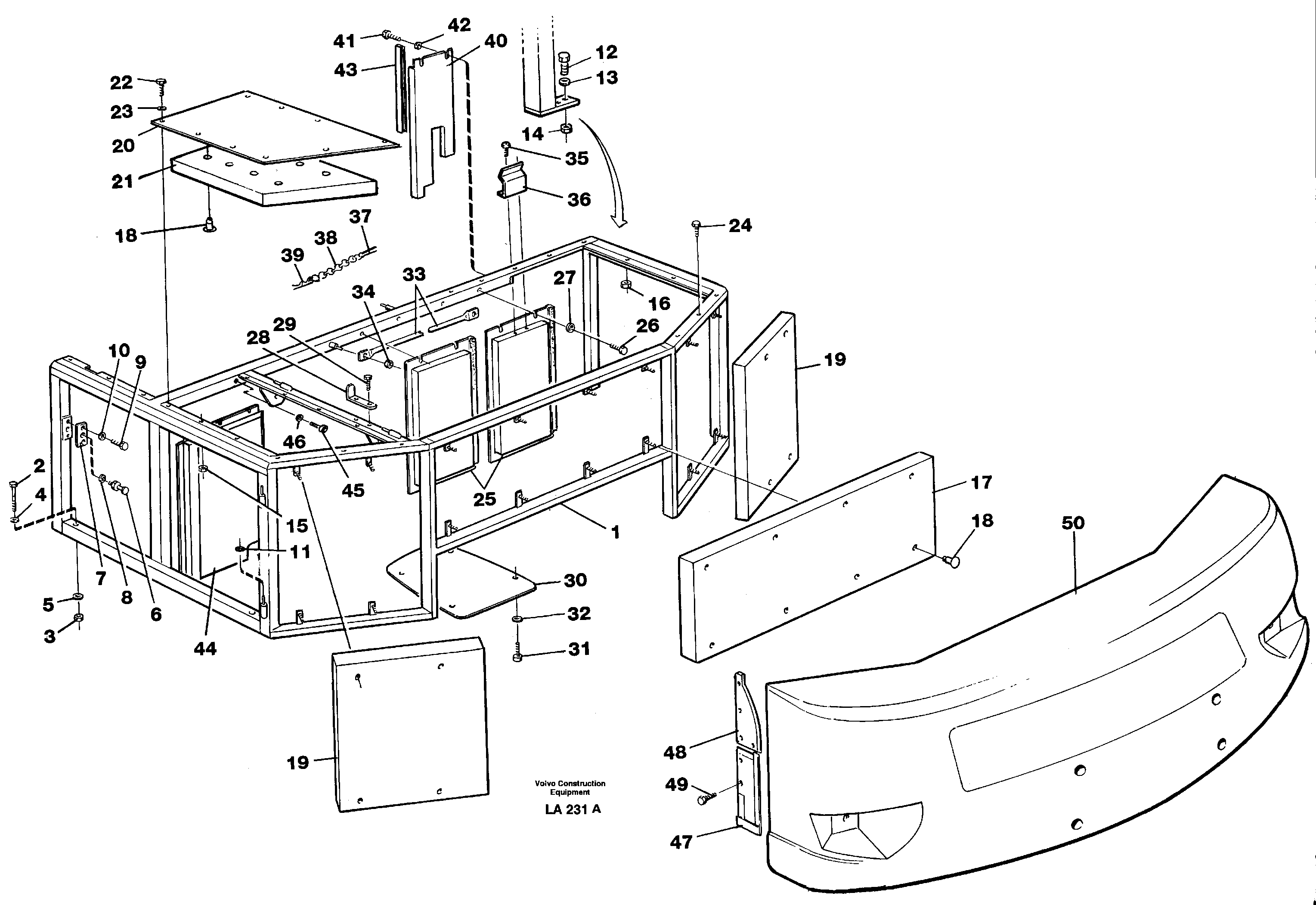 Схема запчастей Volvo EW150C - 43976 Support, cover plates, rear EW150C SER NO 689-