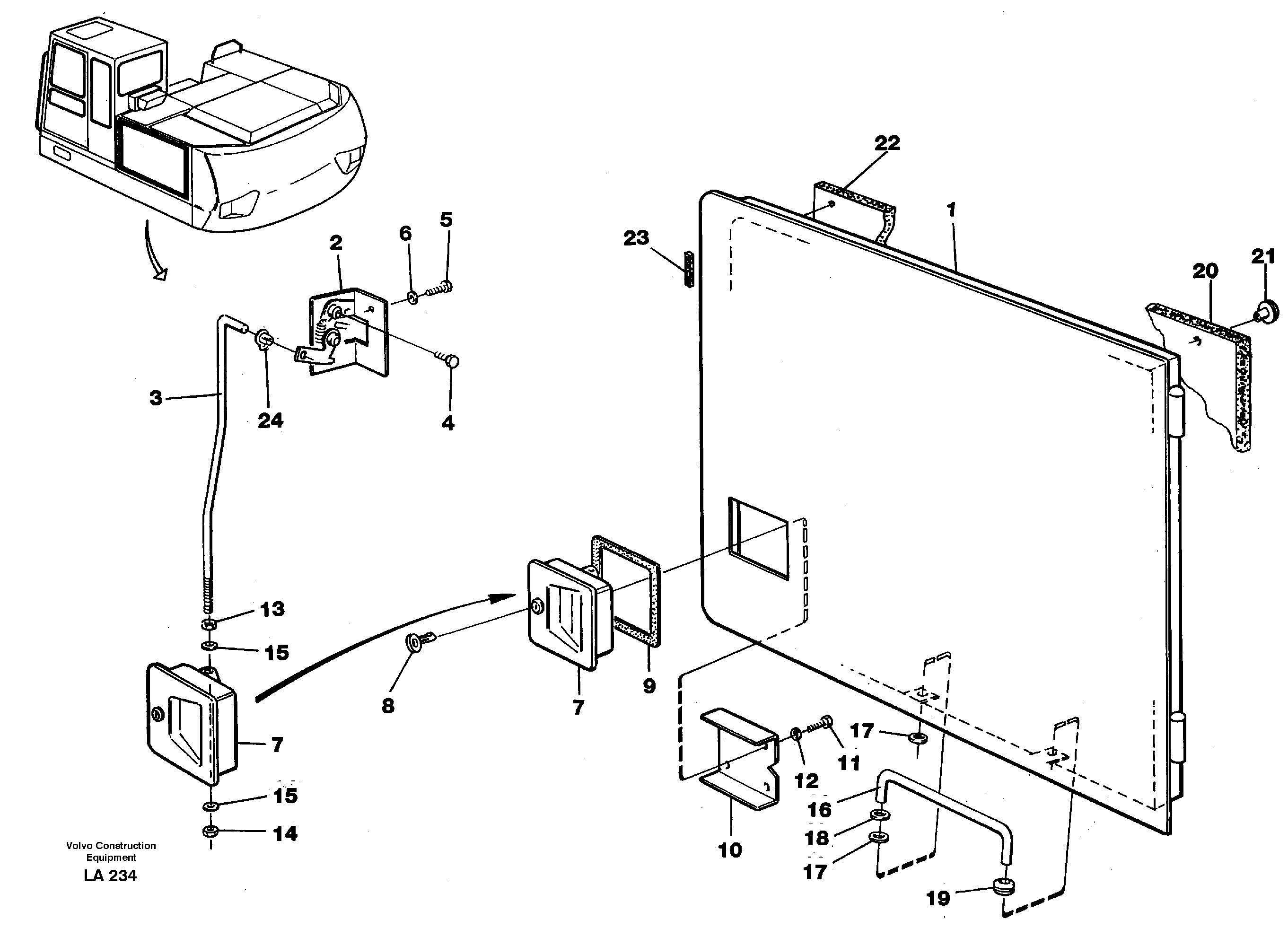 Схема запчастей Volvo EW150C - 43977 Door, radiator EW150C SER NO 689-
