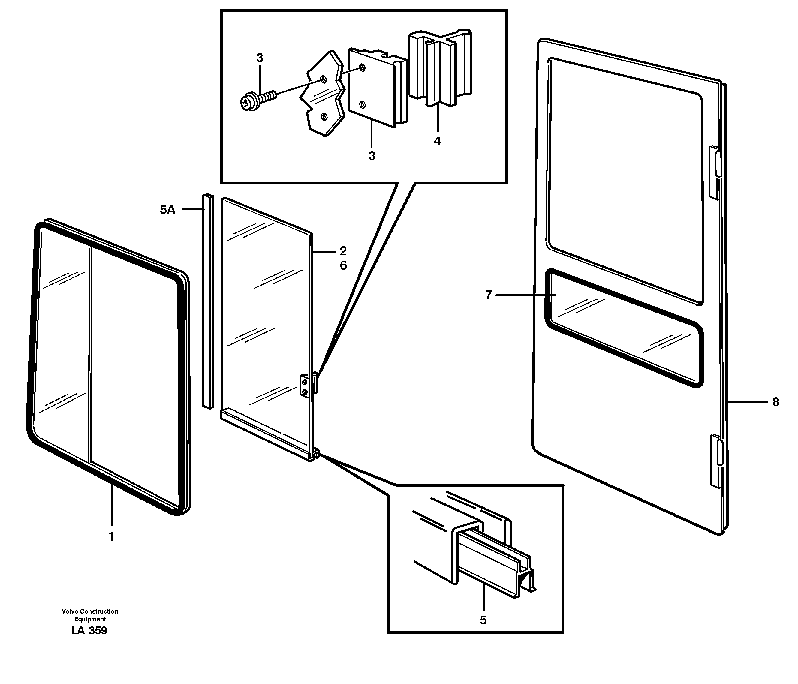Схема запчастей Volvo EW150C - 26742 Sliding window EW150C SER NO 689-