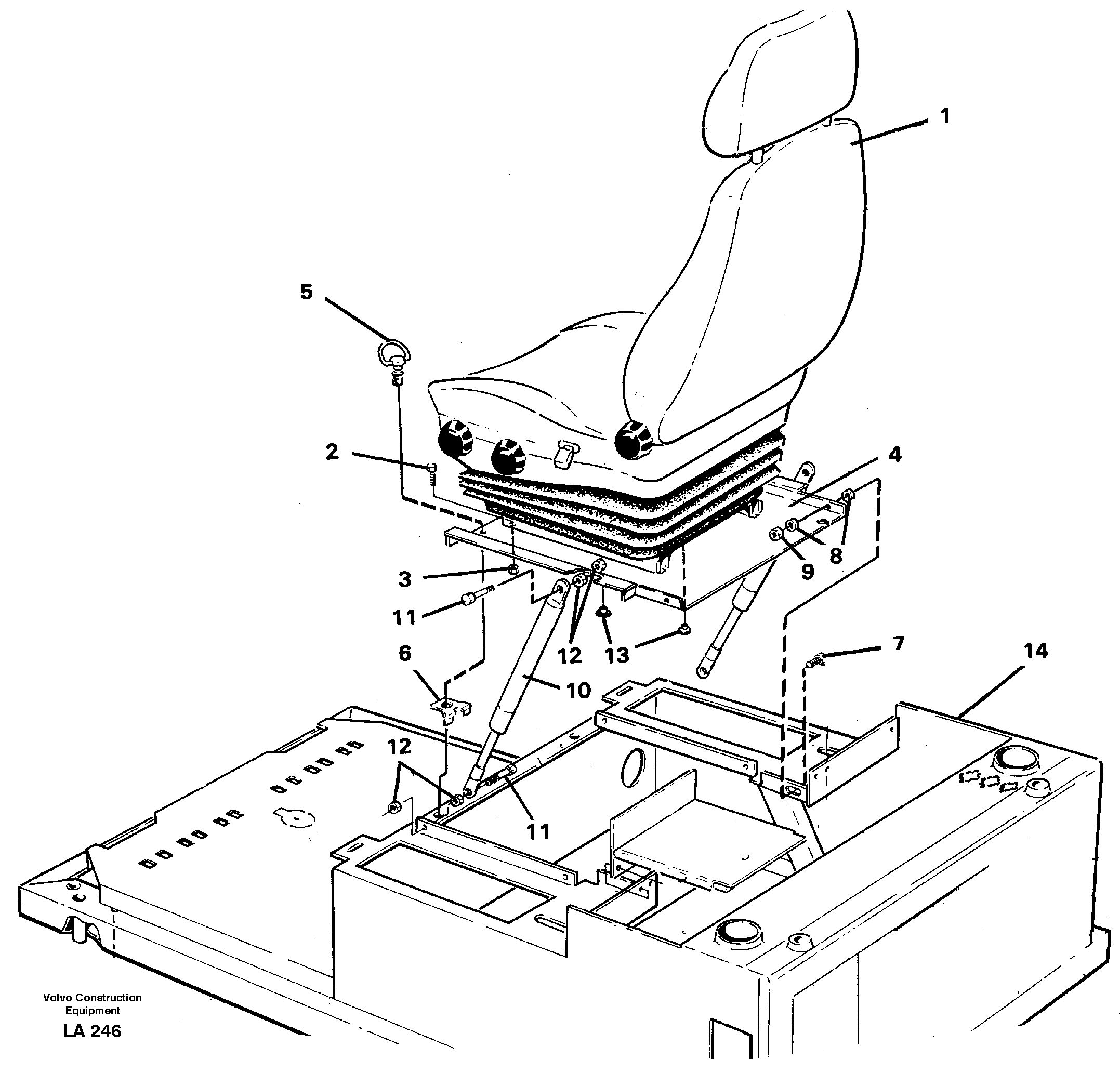 Схема запчастей Volvo EW150C - 43982 Operator seat with fitting parts EW150C SER NO 689-