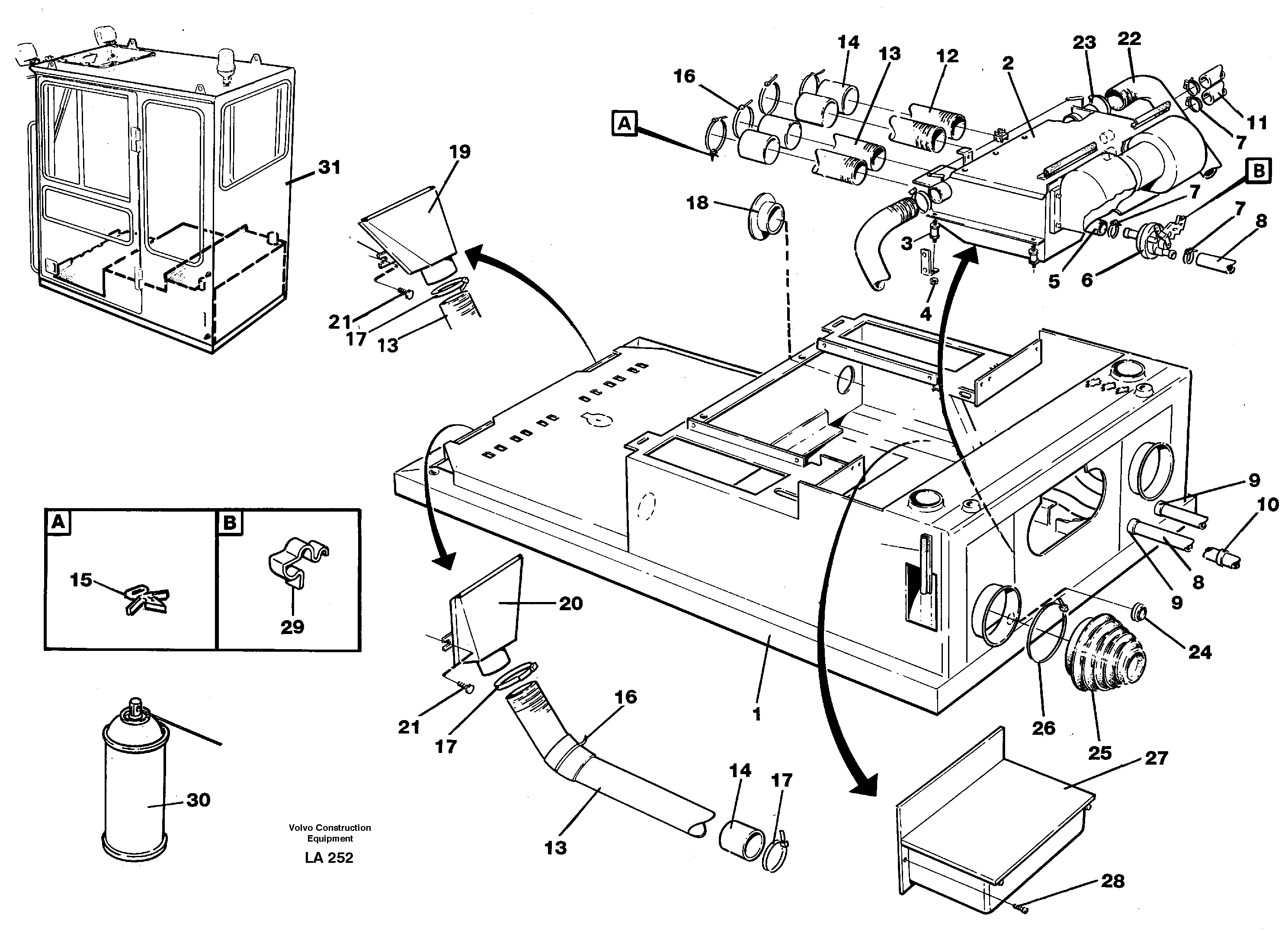 Схема запчастей Volvo EW150C - 84027 Cab heater with fitting parts EW150C SER NO 689-