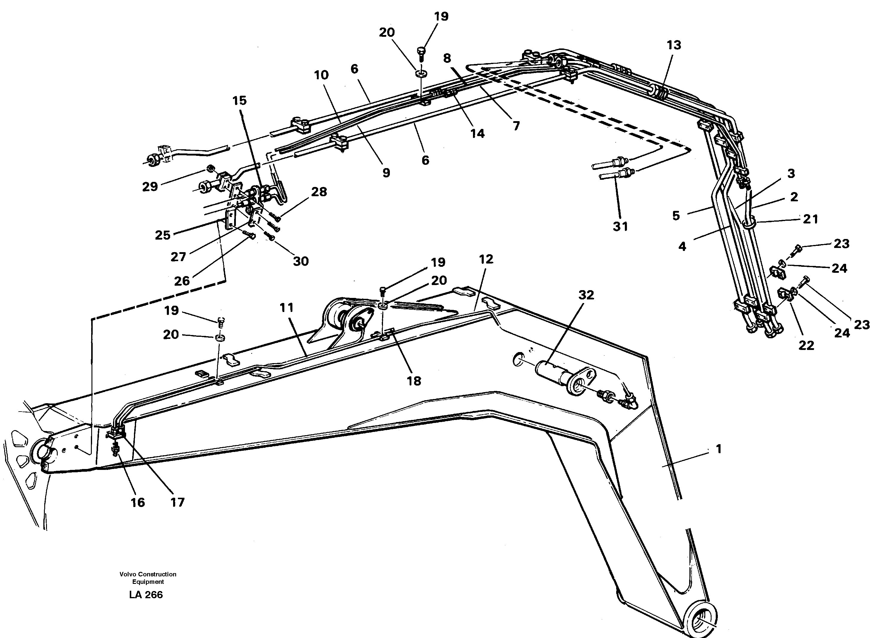 Схема запчастей Volvo EW150C - 44127 Pipes and fitting parts for 6.65 m boom EW150C SER NO 689-