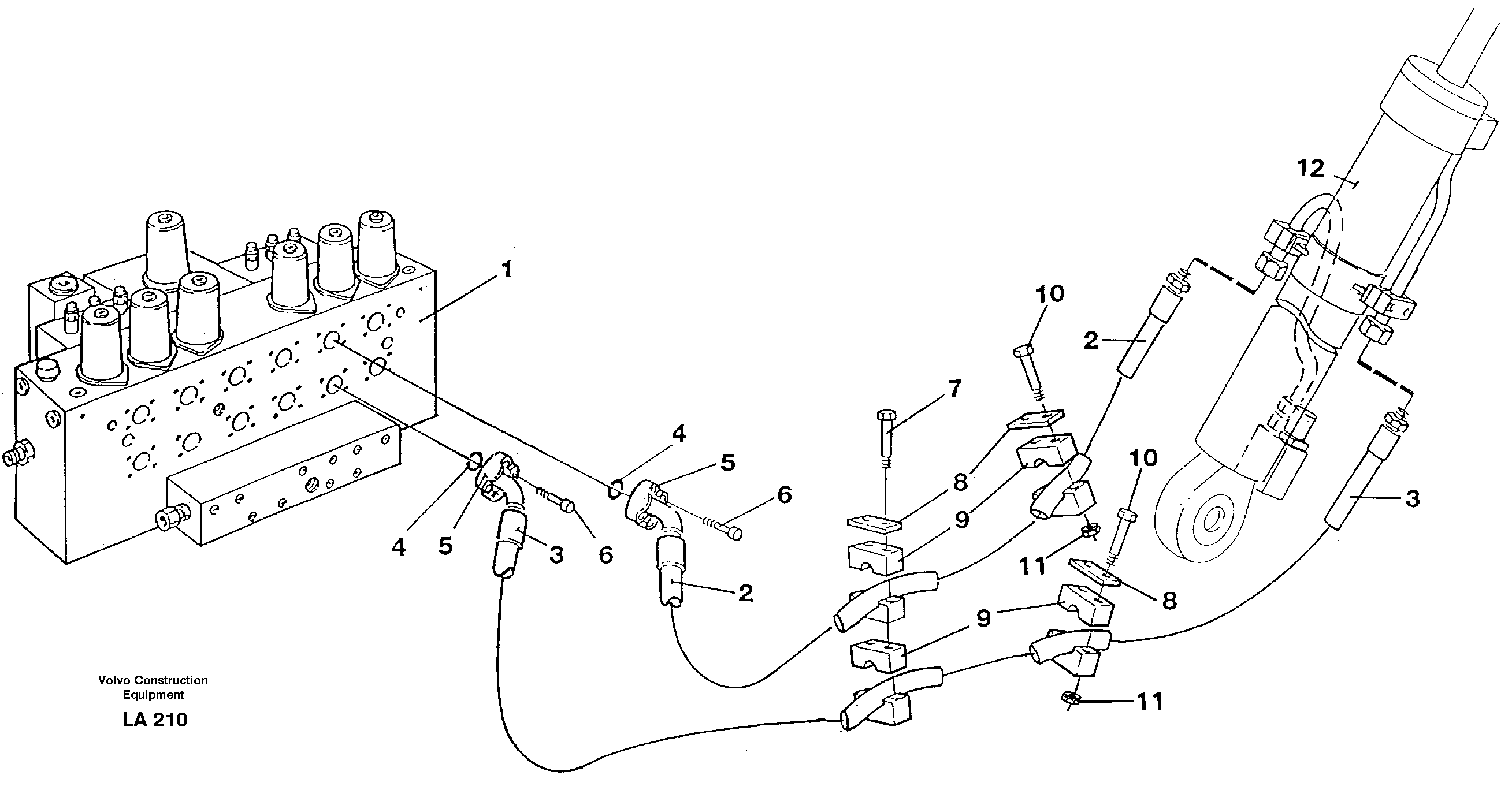 Схема запчастей Volvo EW150C - 89543 Hydraulic system, boom EW150C SER NO 689-