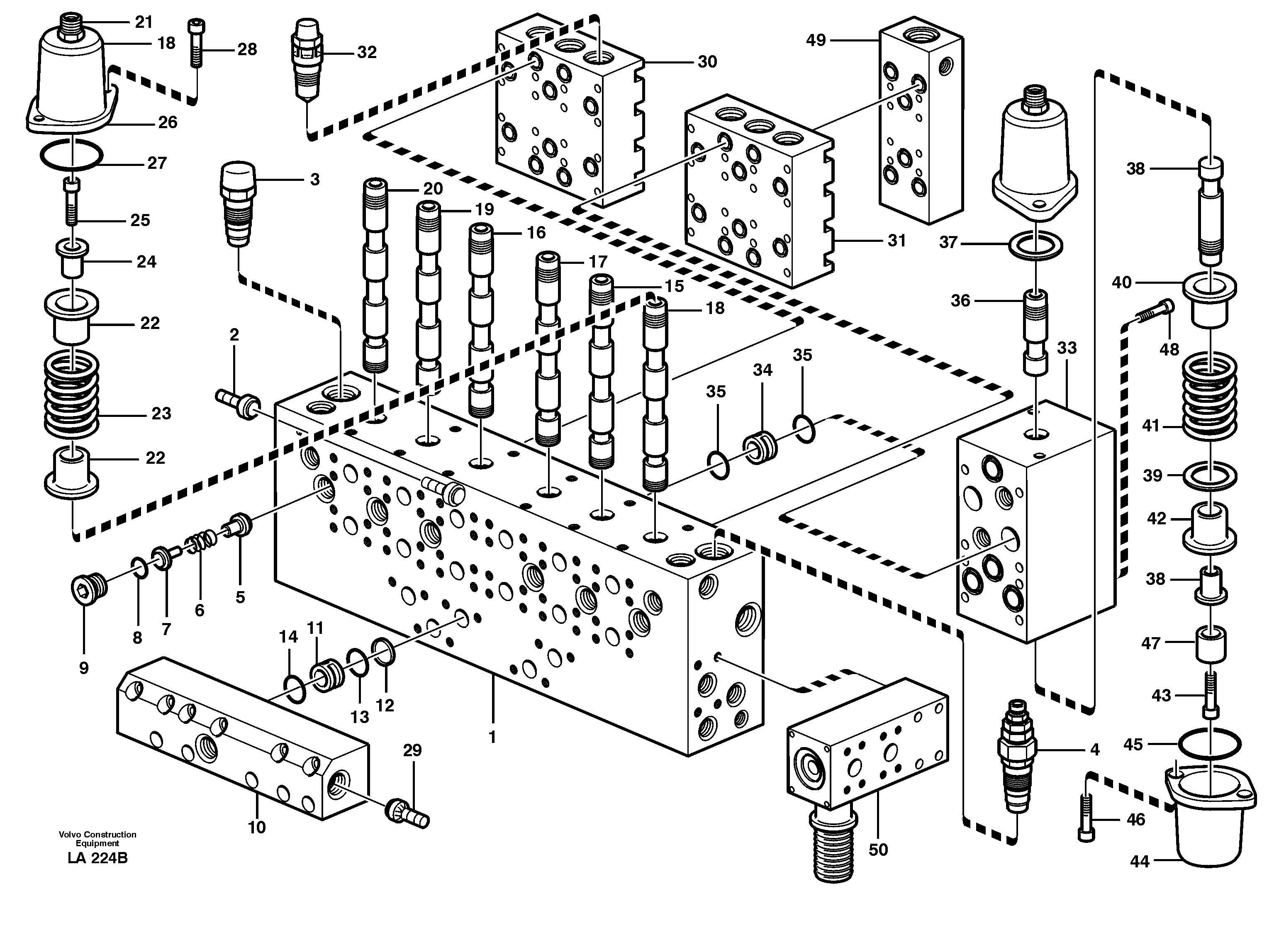 Схема запчастей Volvo EW150C - 106525 Main valve assembly, valves EW150C SER NO 689-