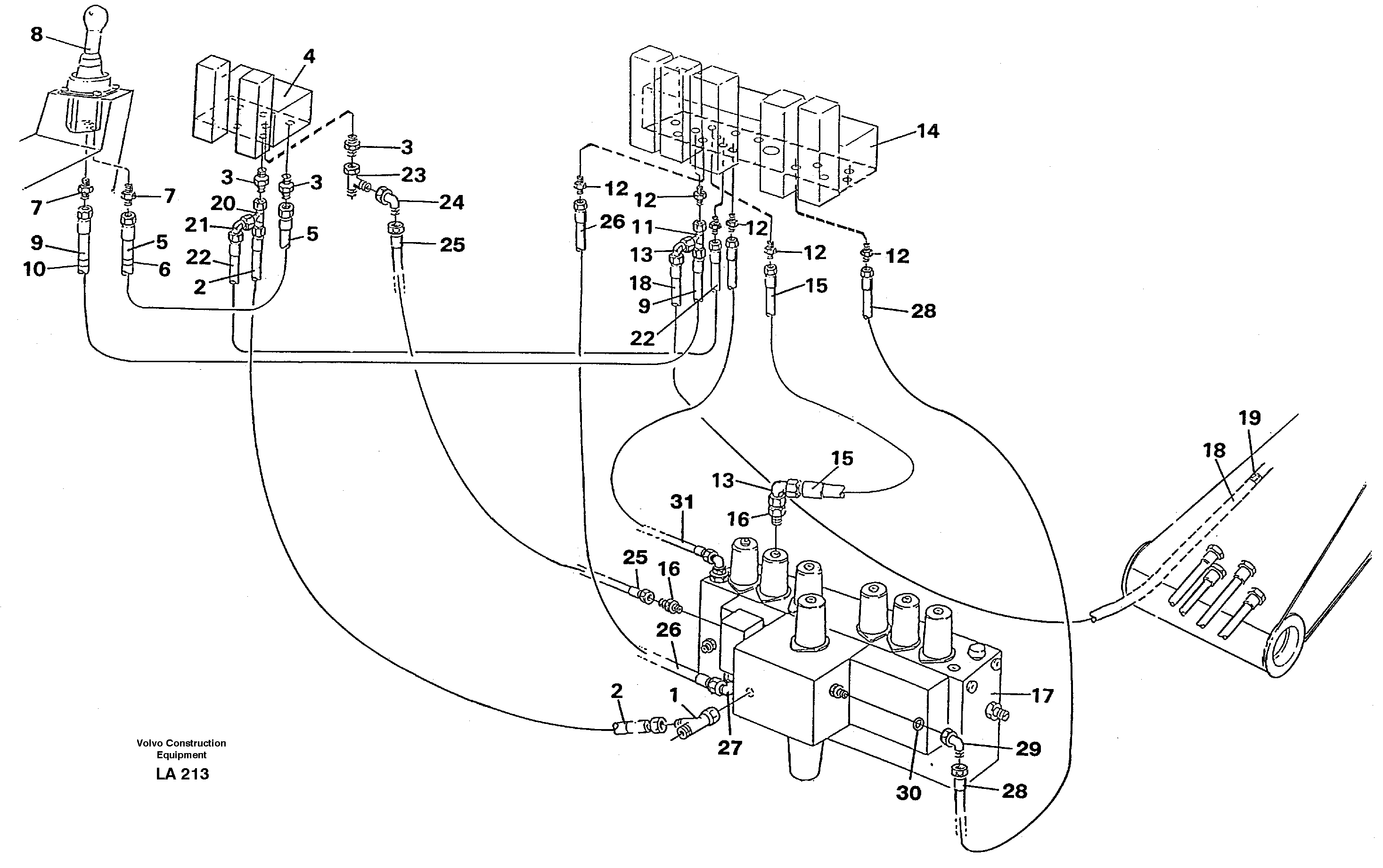 Схема запчастей Volvo EW150C - 37790 Servo hydraulics, boom EW150C SER NO 689-