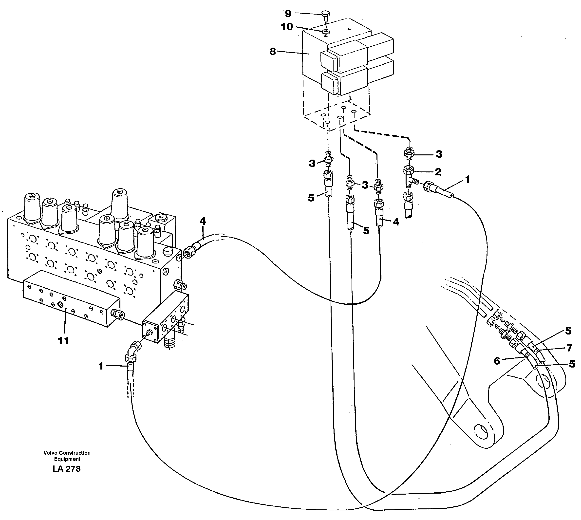 Схема запчастей Volvo EW150C - 37957 Hydr. quick fit equipm. on super structure EW150C SER NO 689-