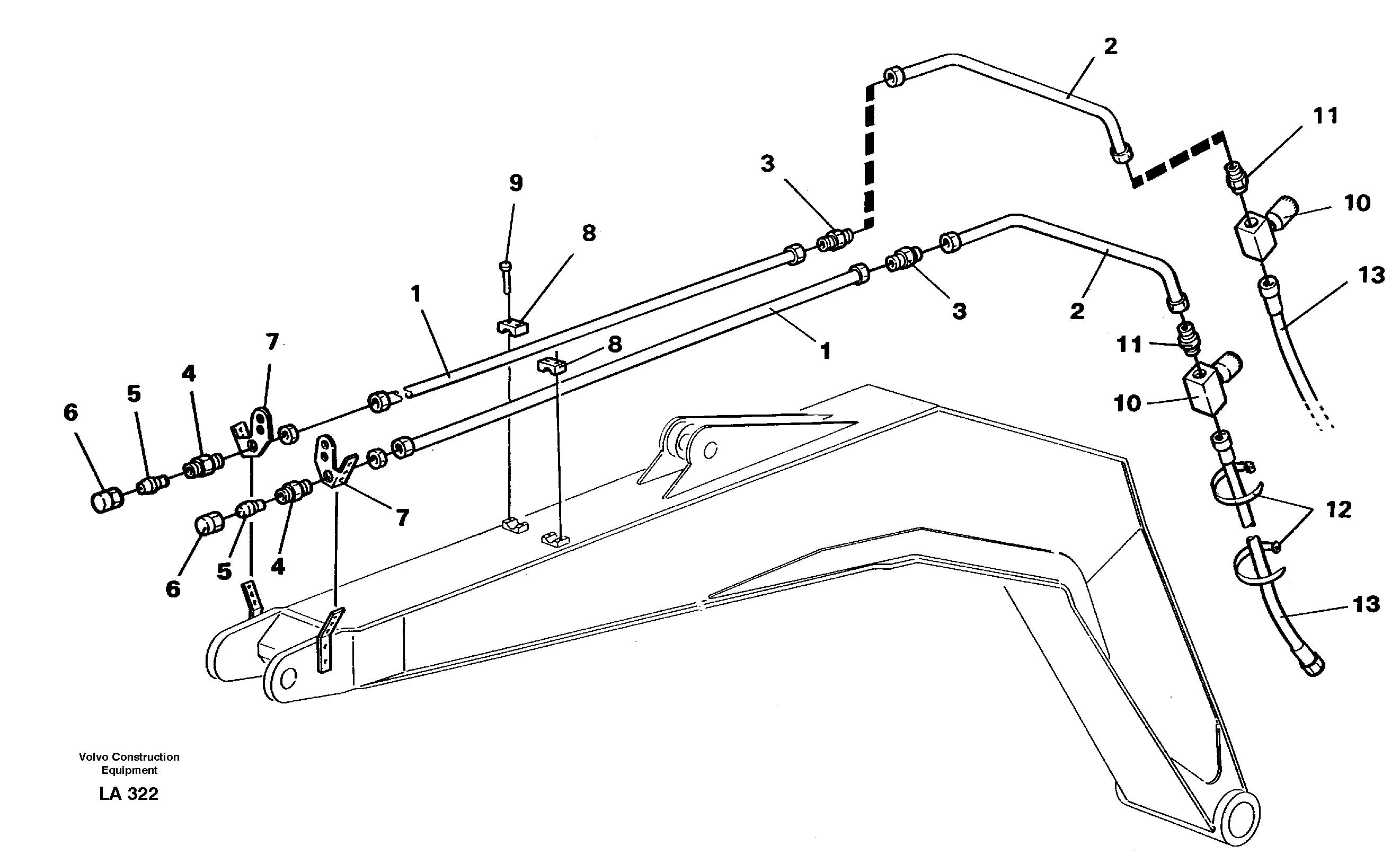 Схема запчастей Volvo EW150C - 37960 Slope/grab bucket equipment, boom EW150C SER NO 689-