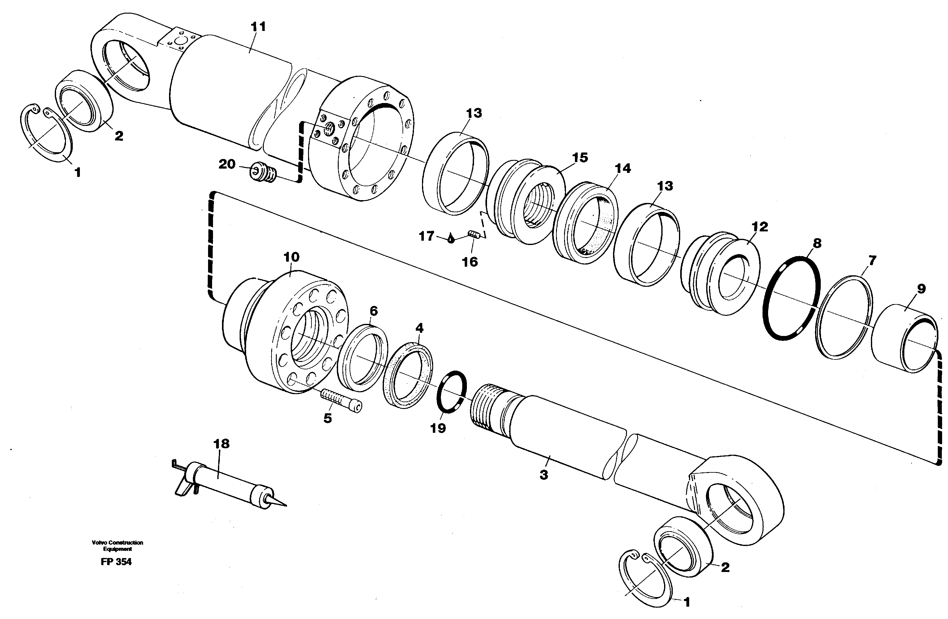 Схема запчастей Volvo EW150C - 10526 Гидроцилиндр лезвия отвала (аутригера) EW150C ?KERMAN ?KERMAN EW150C SER NO - 688