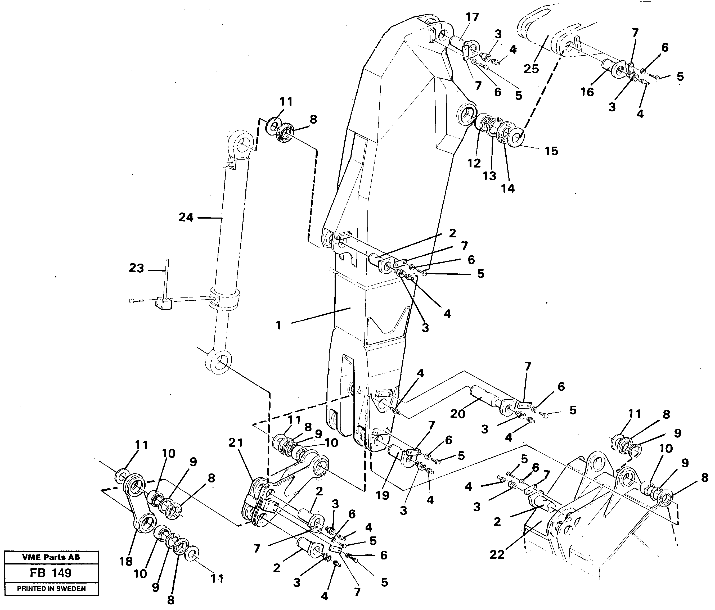 Схема запчастей Volvo EW230B - 64189 Backhoe dipper arm 3.35m EW230B ?KERMAN ?KERMAN EW230B