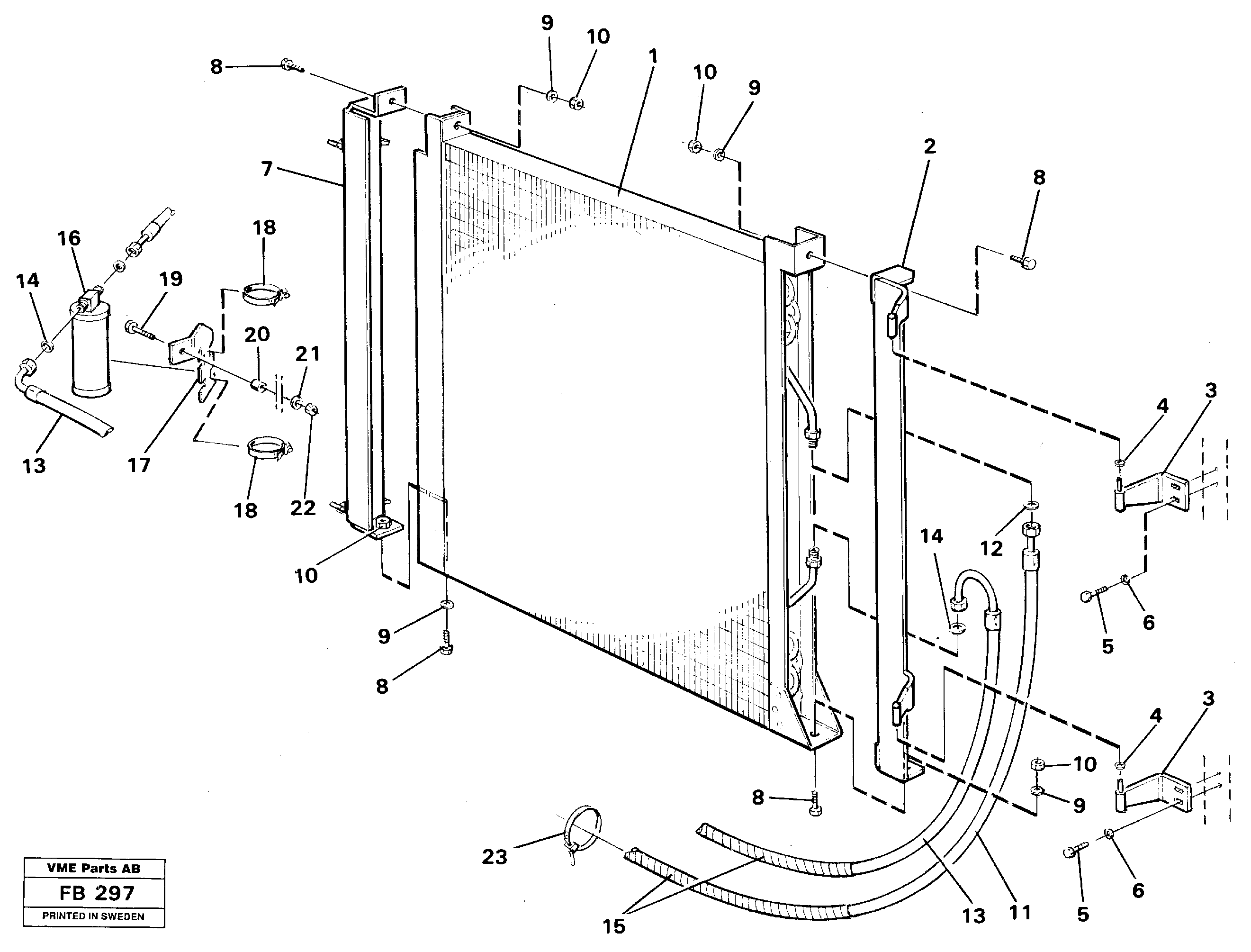 Схема запчастей Volvo EW230B - 44098 Condensor with fitting parts Cooling agent R12 EW230B ?KERMAN ?KERMAN EW230B