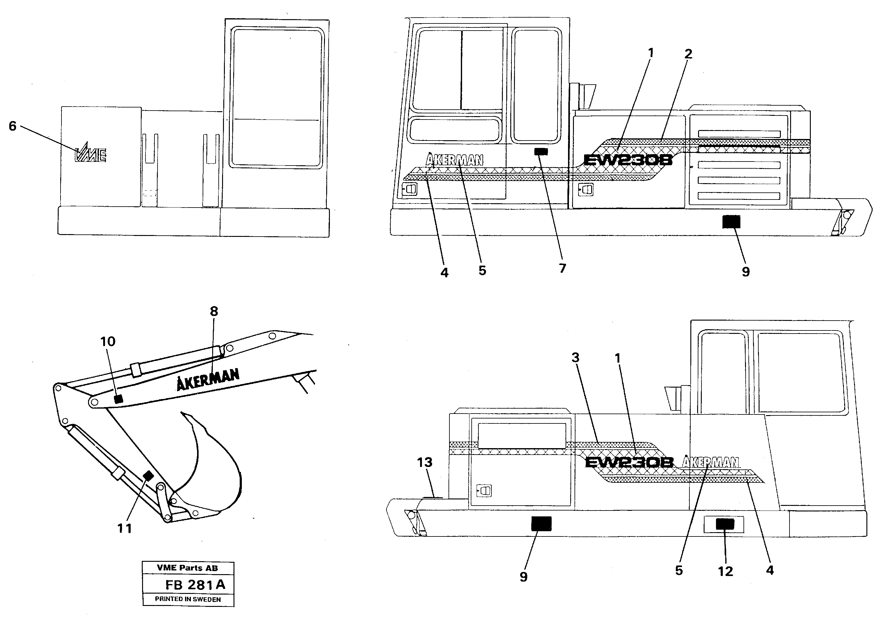 Схема запчастей Volvo EW230B - 35801 Sign plates and decals EW230B ?KERMAN ?KERMAN EW230B