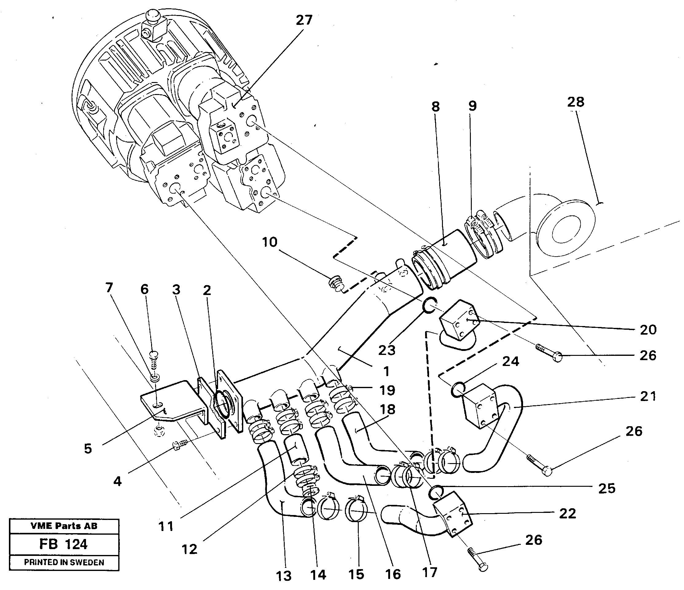 Схема запчастей Volvo EW230B - 106375 Hydraulic system suction lines EW230B ?KERMAN ?KERMAN EW230B