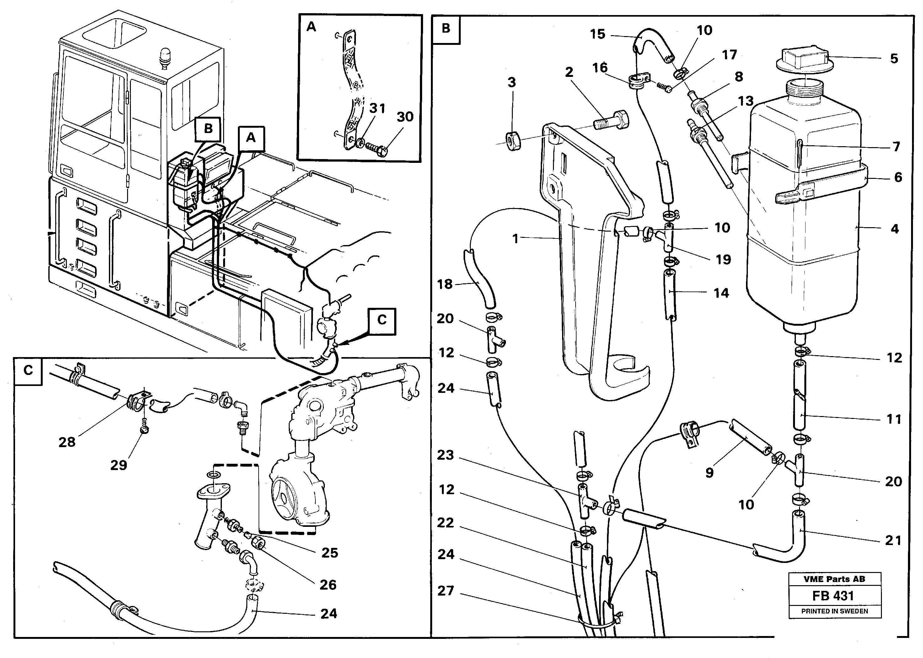 Схема запчастей Volvo EW230B - 83333 Expansion tank, cab elevation 1220 mm EW230B ?KERMAN ?KERMAN EW230B