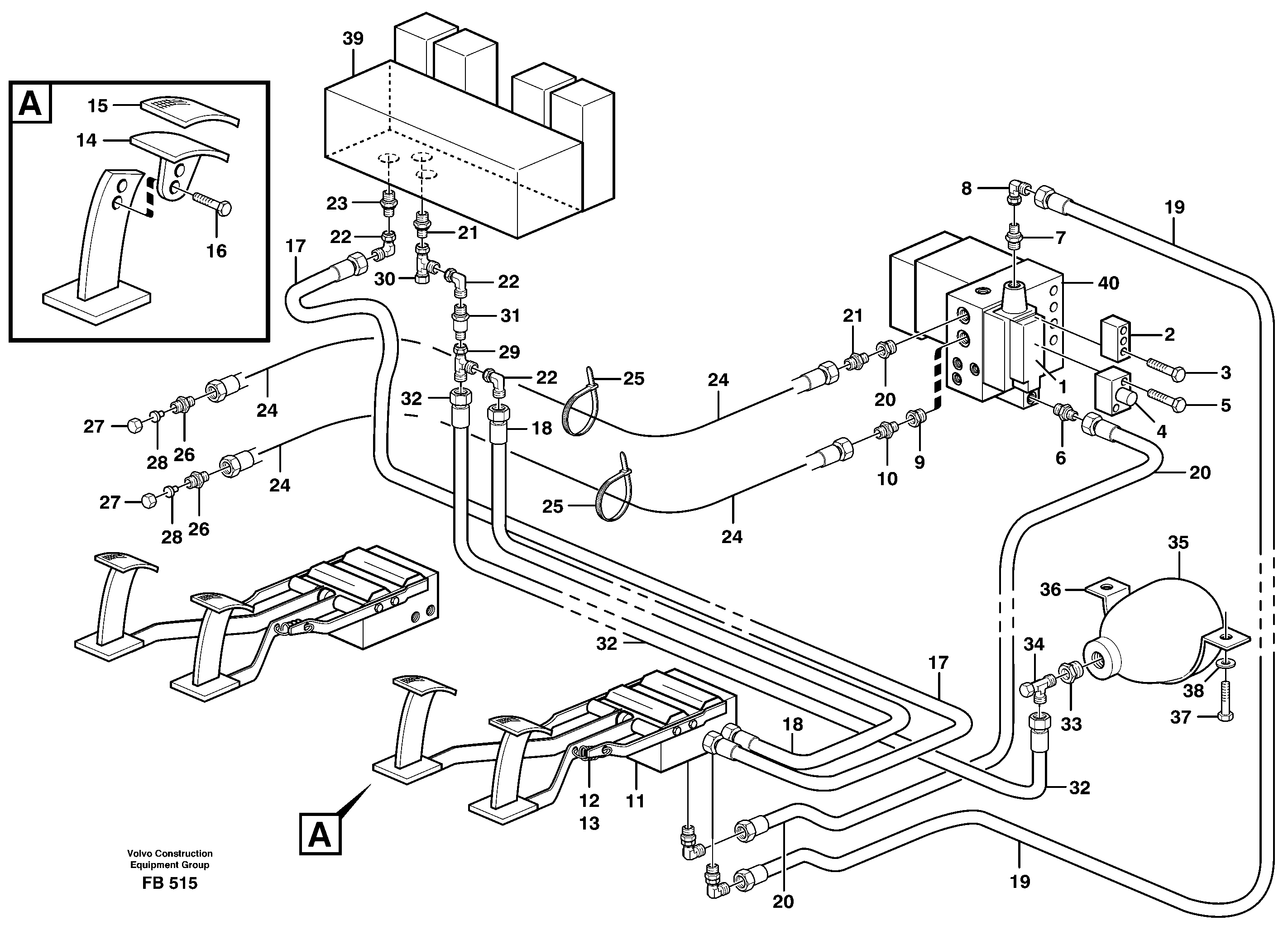 Схема запчастей Volvo EW230B - 29472 Pedal operated slope bucket/grab hydaulics on monoboom EW230B ?KERMAN ?KERMAN EW230B