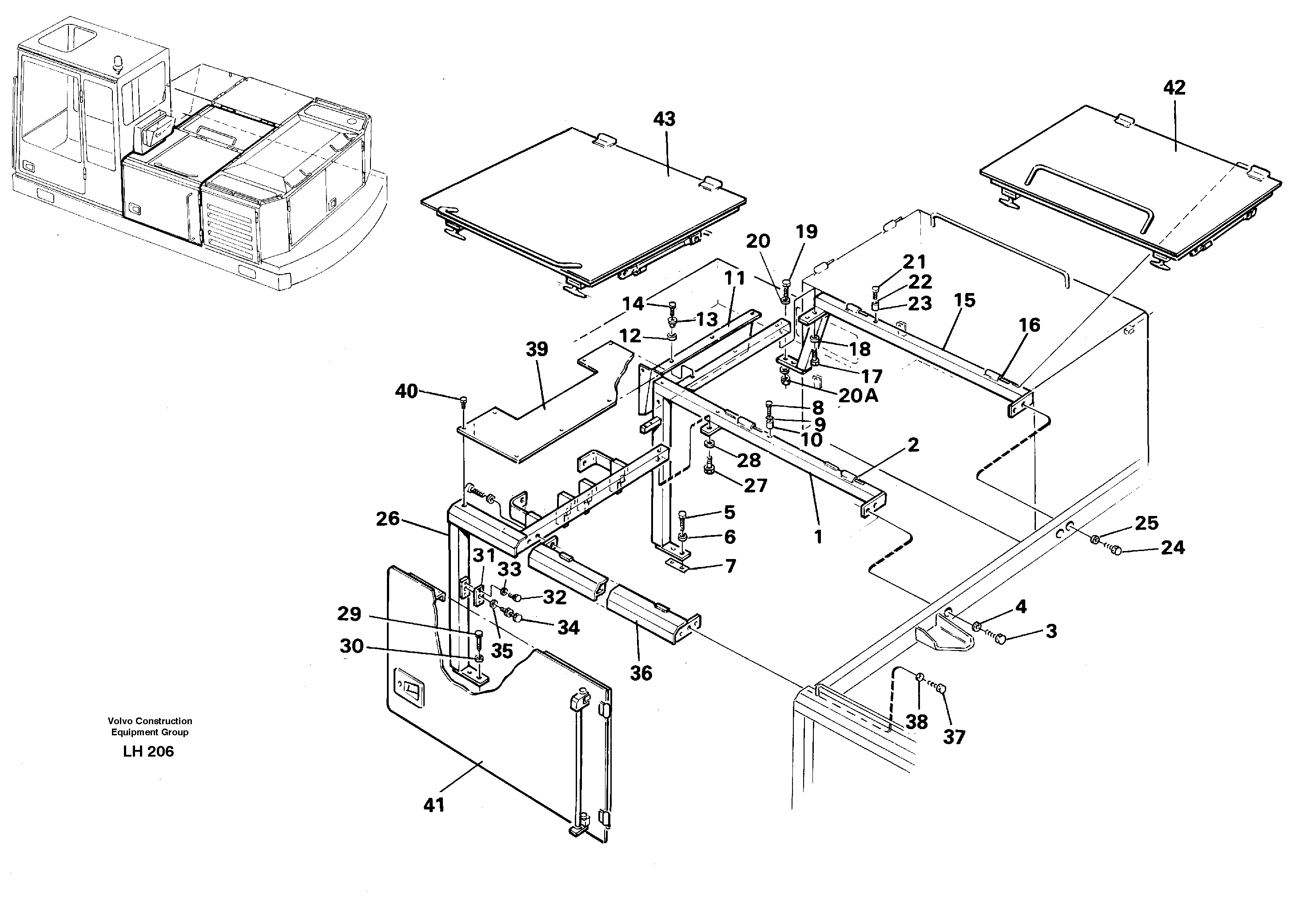 Схема запчастей Volvo EW230B - 39840 Крышка двигателя центральная EW230B SER NO 1736-