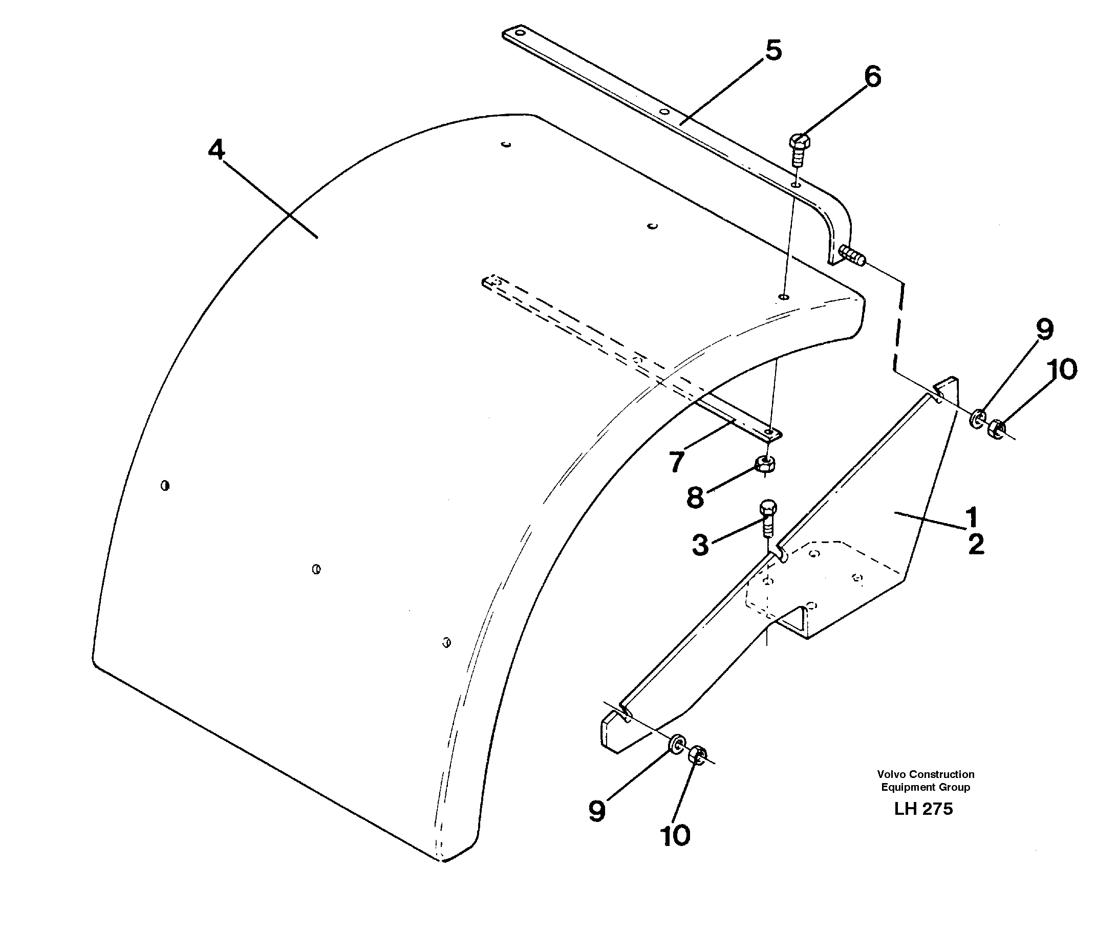 Схема запчастей Volvo EW230B - 38553 Mud guards, front EW230B SER NO 1736-