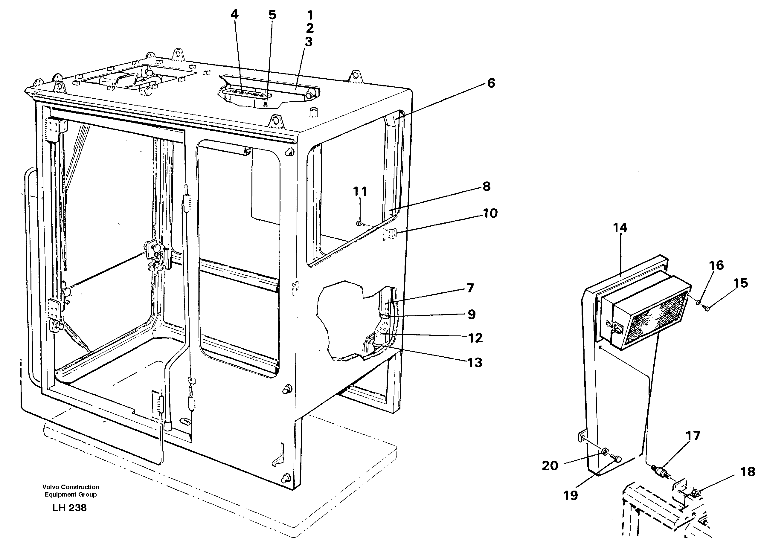 Схема запчастей Volvo EW230B - 39864 Air duct Cab EW230B SER NO 1736-