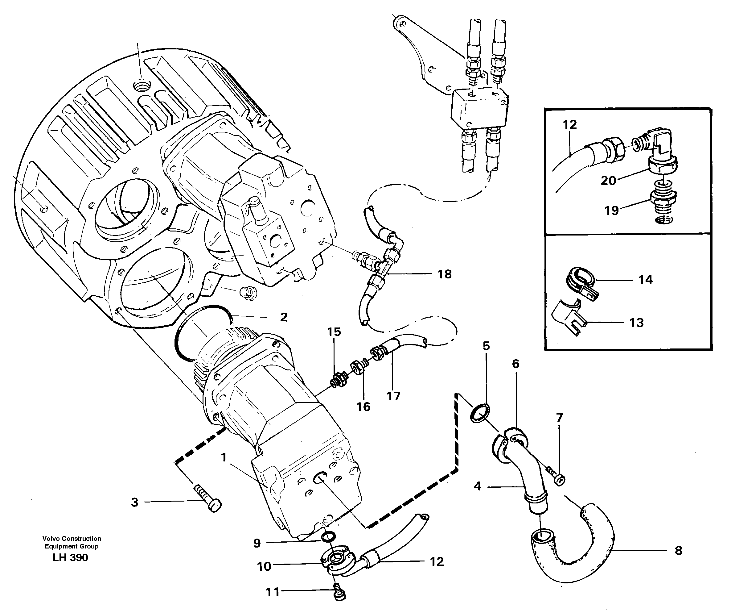 Схема запчастей Volvo EW230B - 37759 Hydraulic system, pump installation P4 EW230B SER NO 1736-