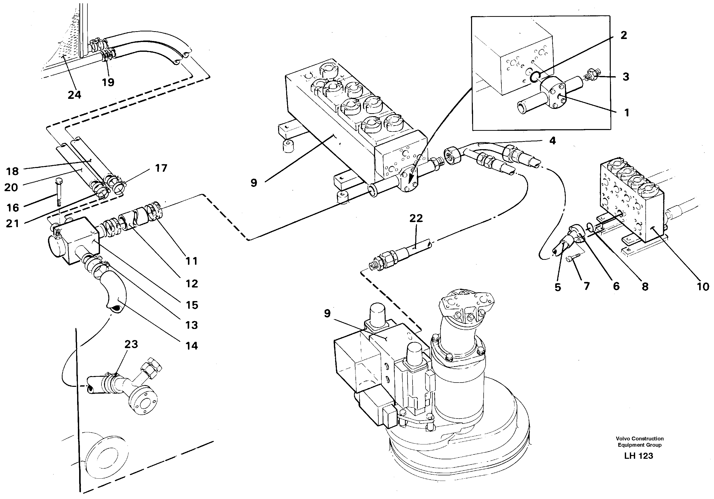 Схема запчастей Volvo EW230B - 38261 Hydraulic system, return lines EW230B SER NO 1736-