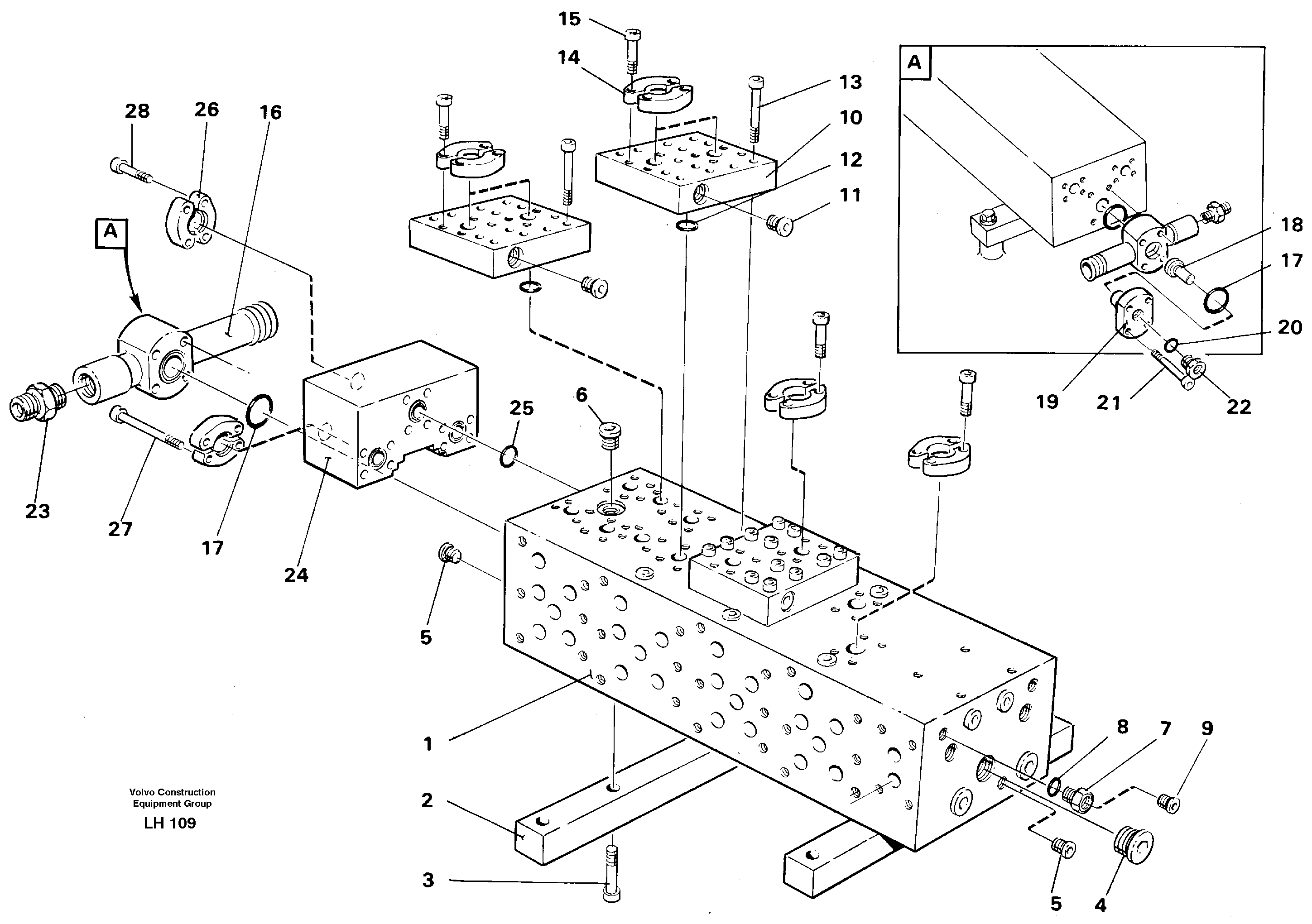 Схема запчастей Volvo EW230B - 38080 Main valve block EW230B SER NO 1736-
