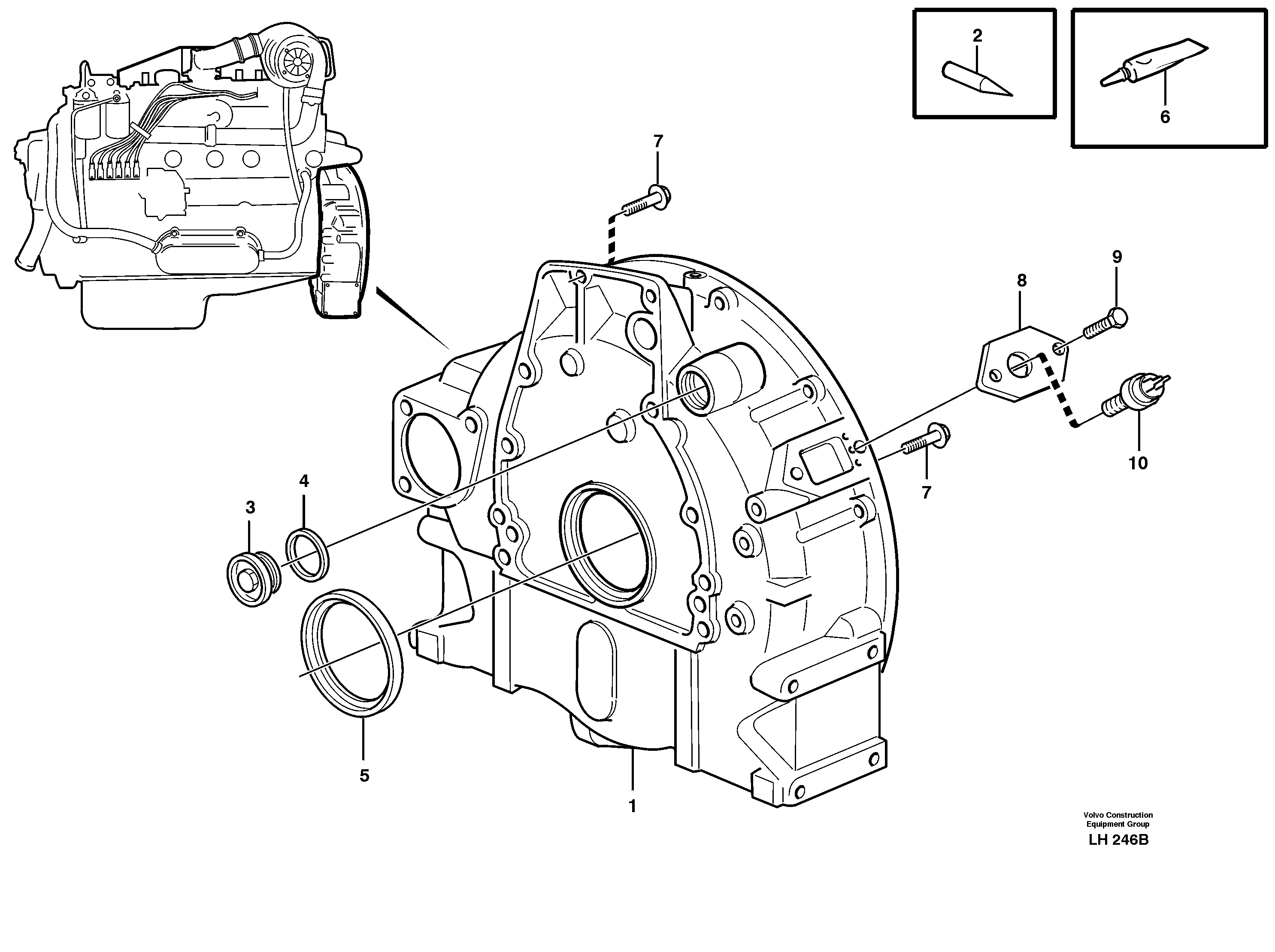 Схема запчастей Volvo EW230B - 19821 Картер маховика EW230B SER NO 1736-