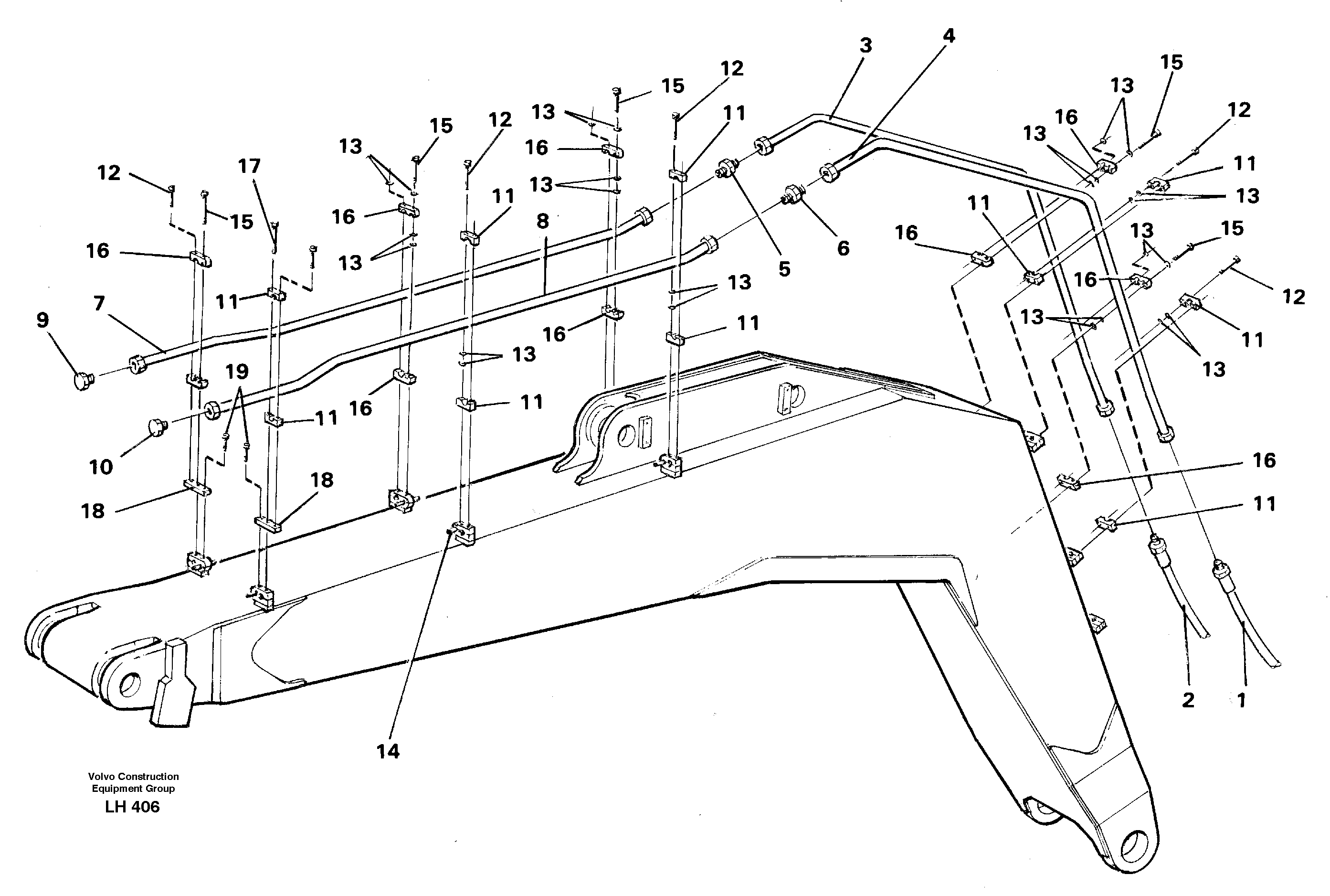 Схема запчастей Volvo EW230B - 38725 Hammer hydraulics on monoboom, 5.20 m and 5.70 m EW230B SER NO 1736-
