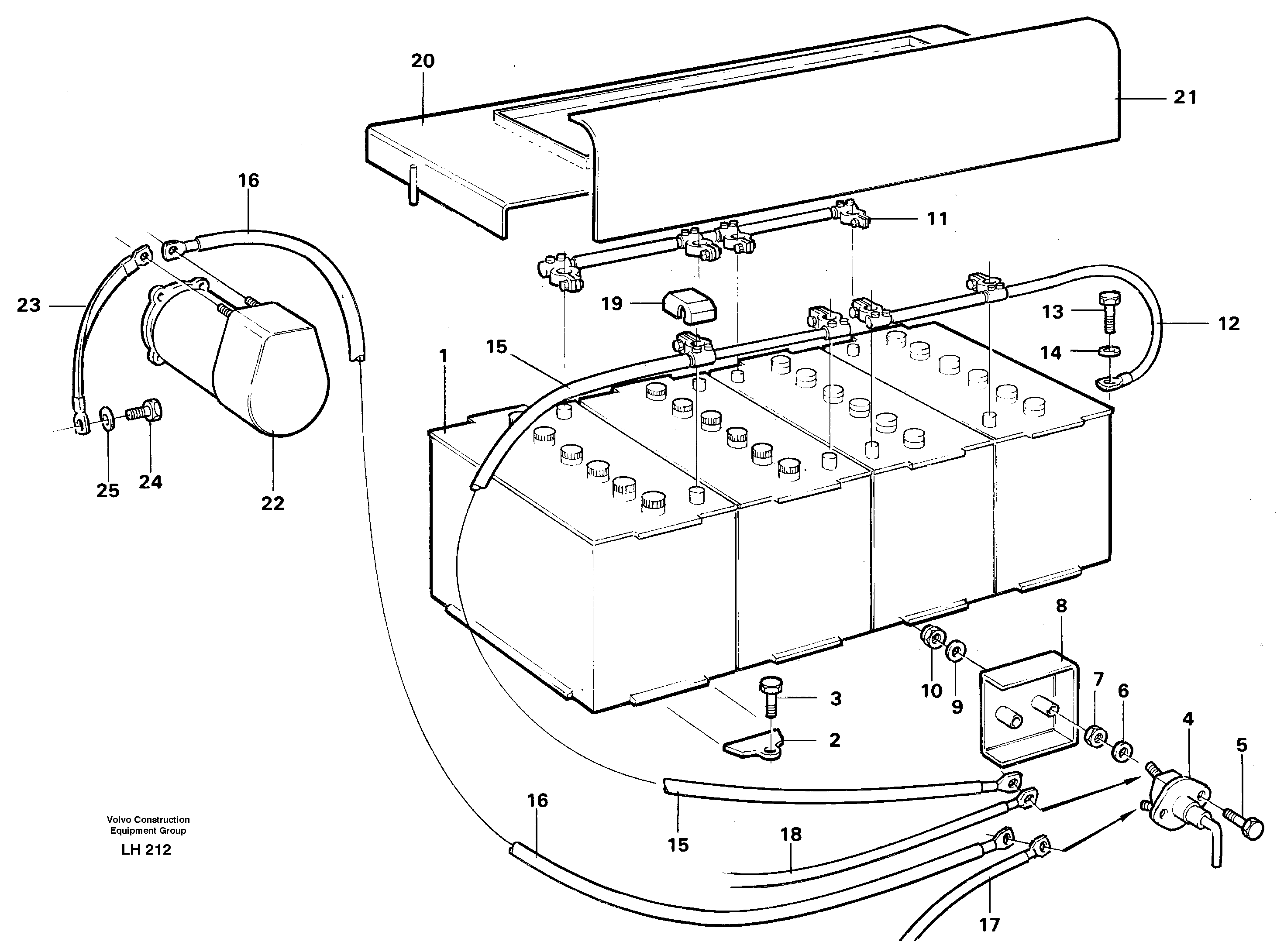 Схема запчастей Volvo EW230B - 36893 Battery, assembly EW230B SER NO 1736-