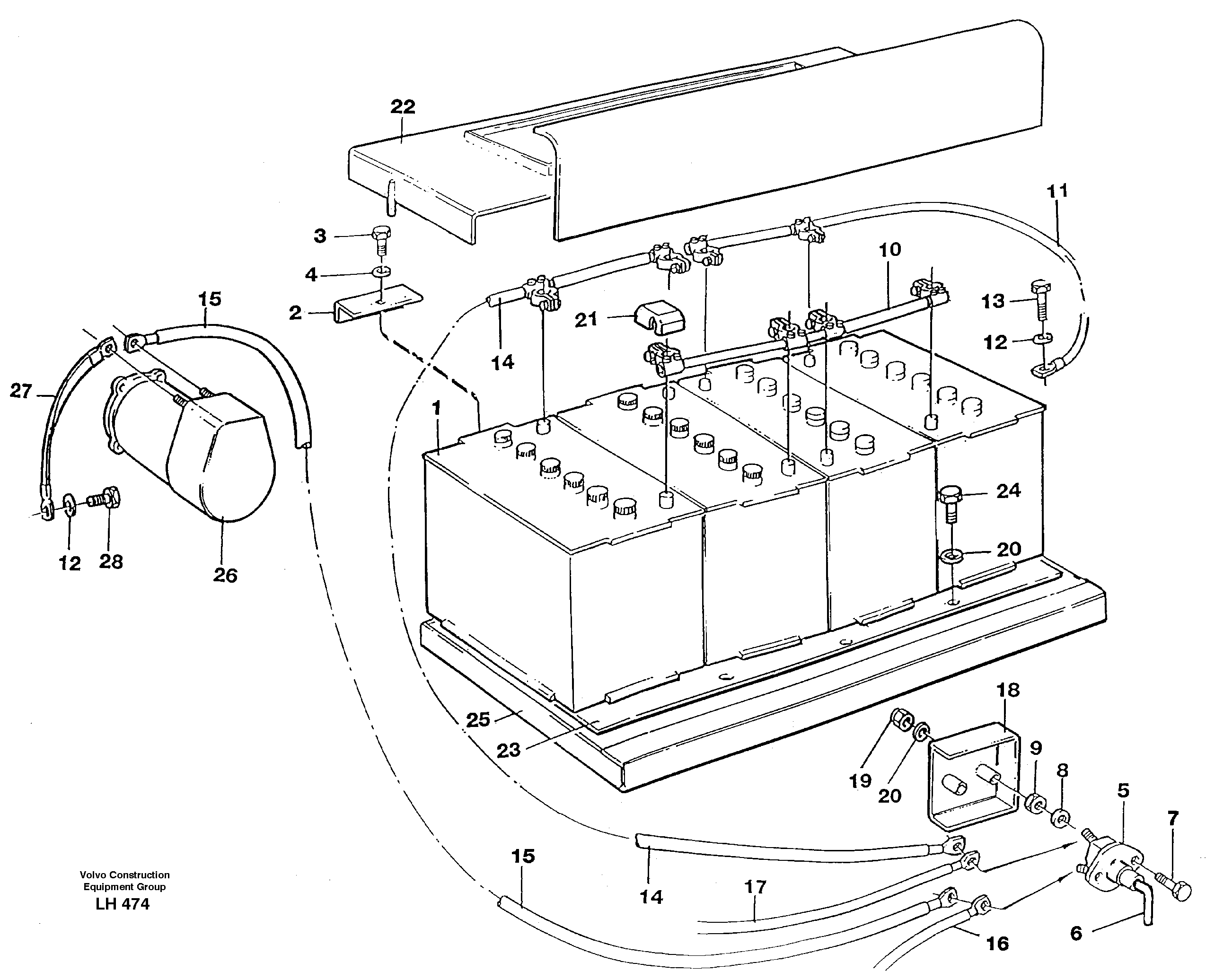 Схема запчастей Volvo EW230B - 36894 Battery, assembly EW230B SER NO 1736-