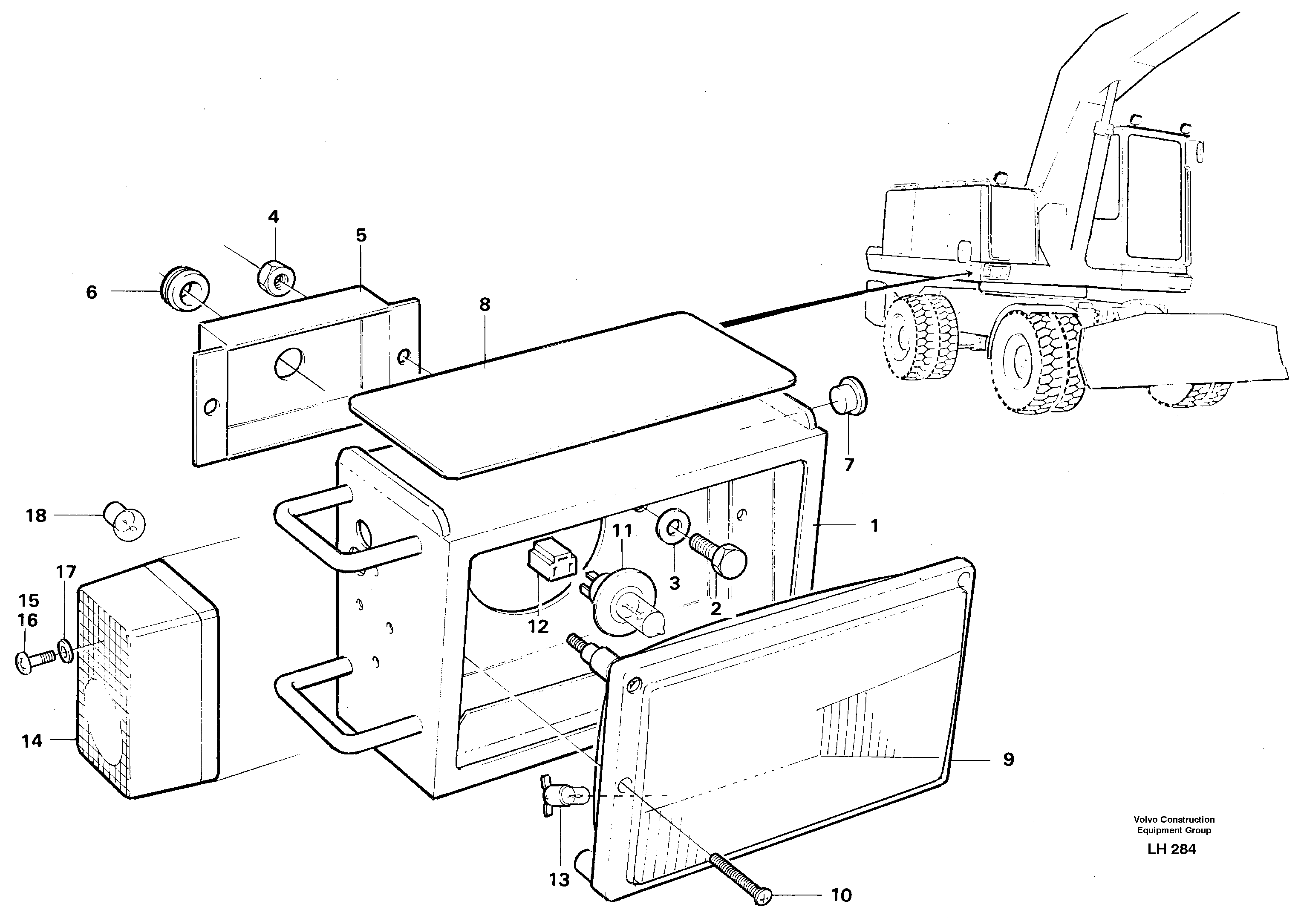 Схема запчастей Volvo EW230B - 47464 Headlamp EW230B SER NO 1736-