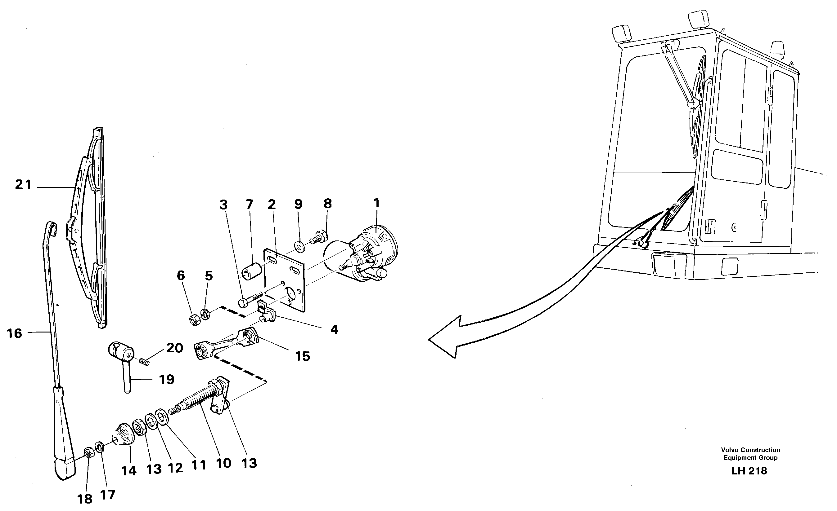 Схема запчастей Volvo EW230B - 11860 Windscreen wiper, lower EW230B SER NO 1736-