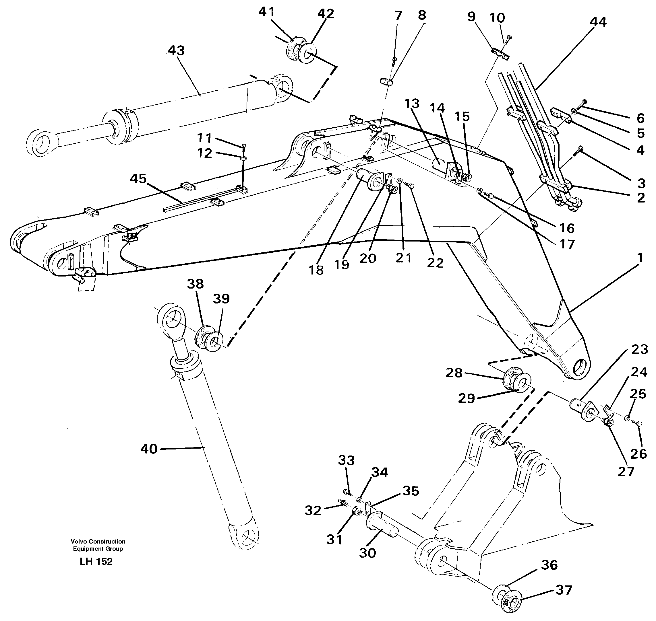 Схема запчастей Volvo EW230B - 39675 Backhoe boom 5.20m EW230B SER NO 1736-