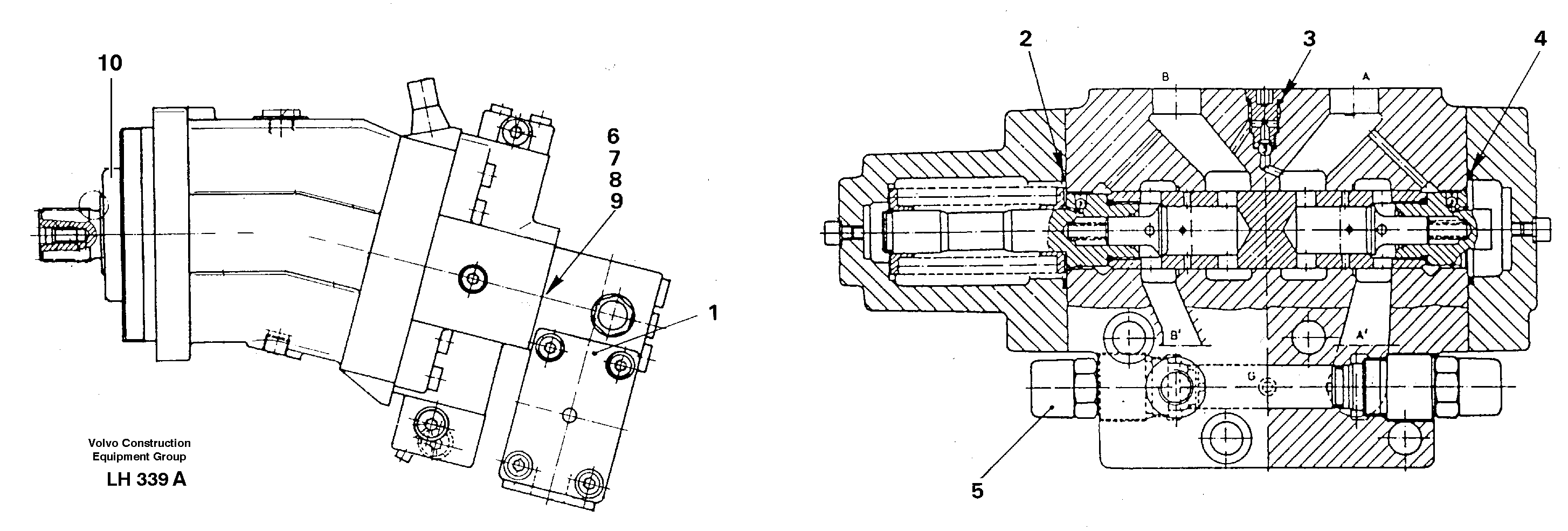 Схема запчастей Volvo EW230B - 67155 Hydraulic motor, transport EW230B SER NO 1736-