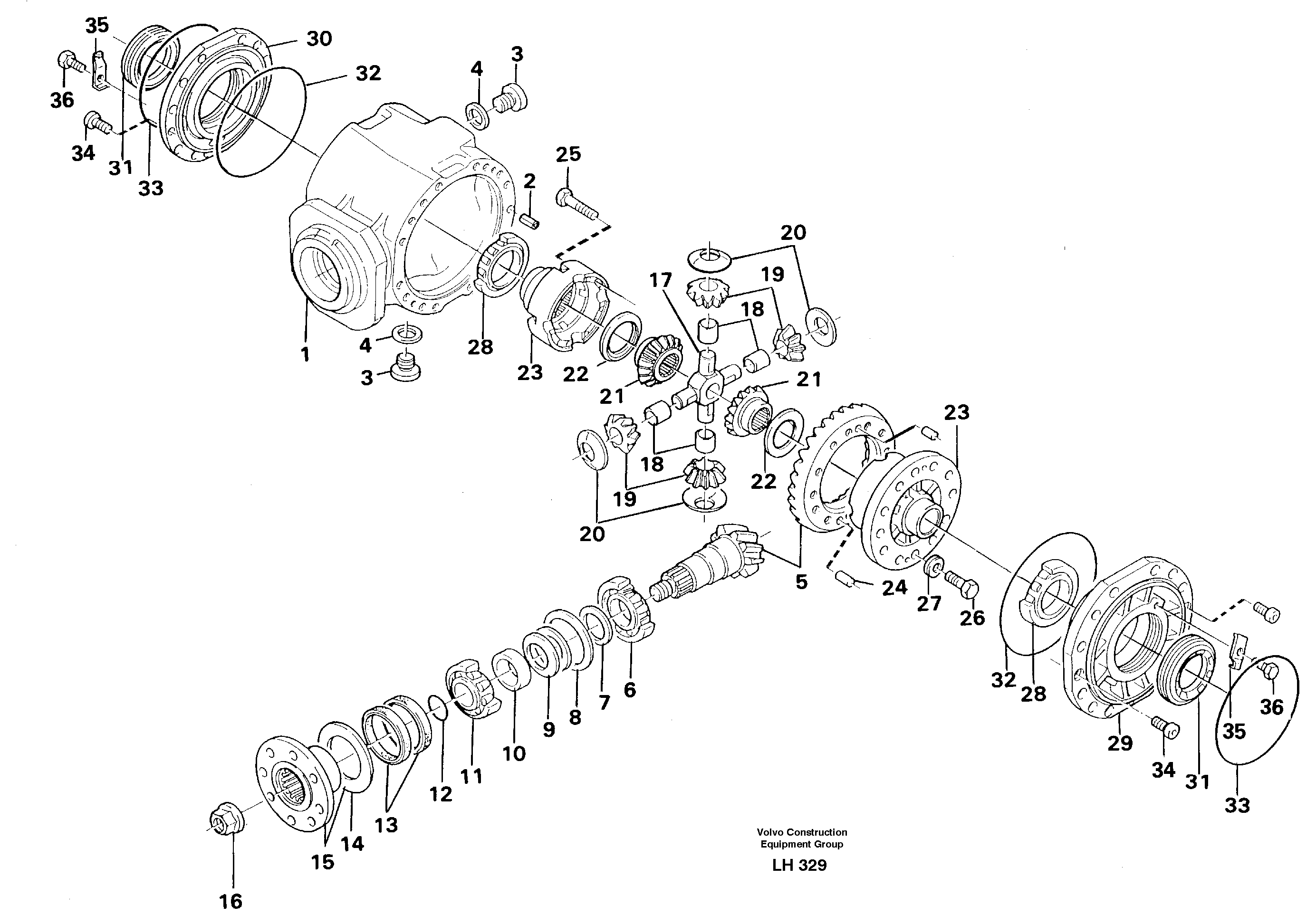 Схема запчастей Volvo EW230B - 21058 Differential. Rear EW230B SER NO 1736-