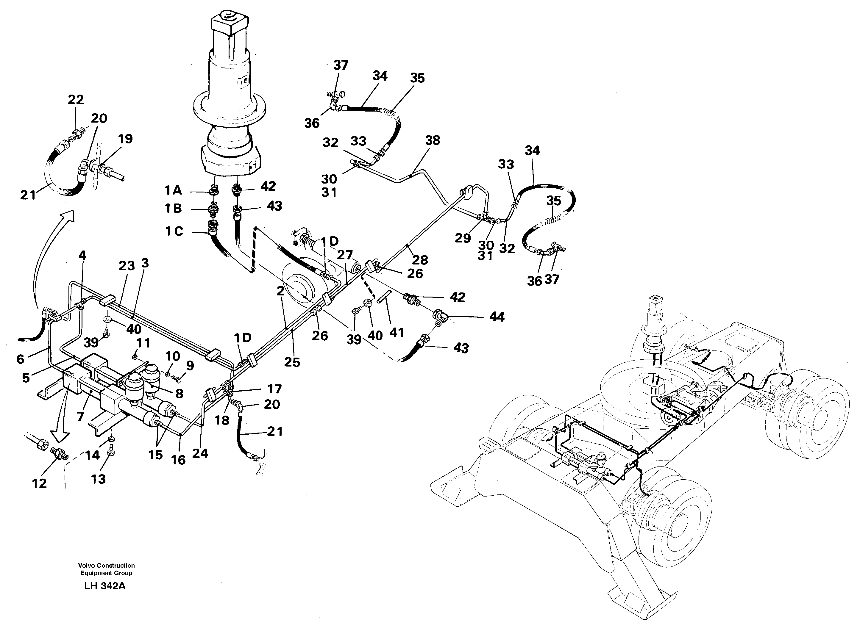 Схема запчастей Volvo EW230B - 39247 Brake system EW230B SER NO 1736-