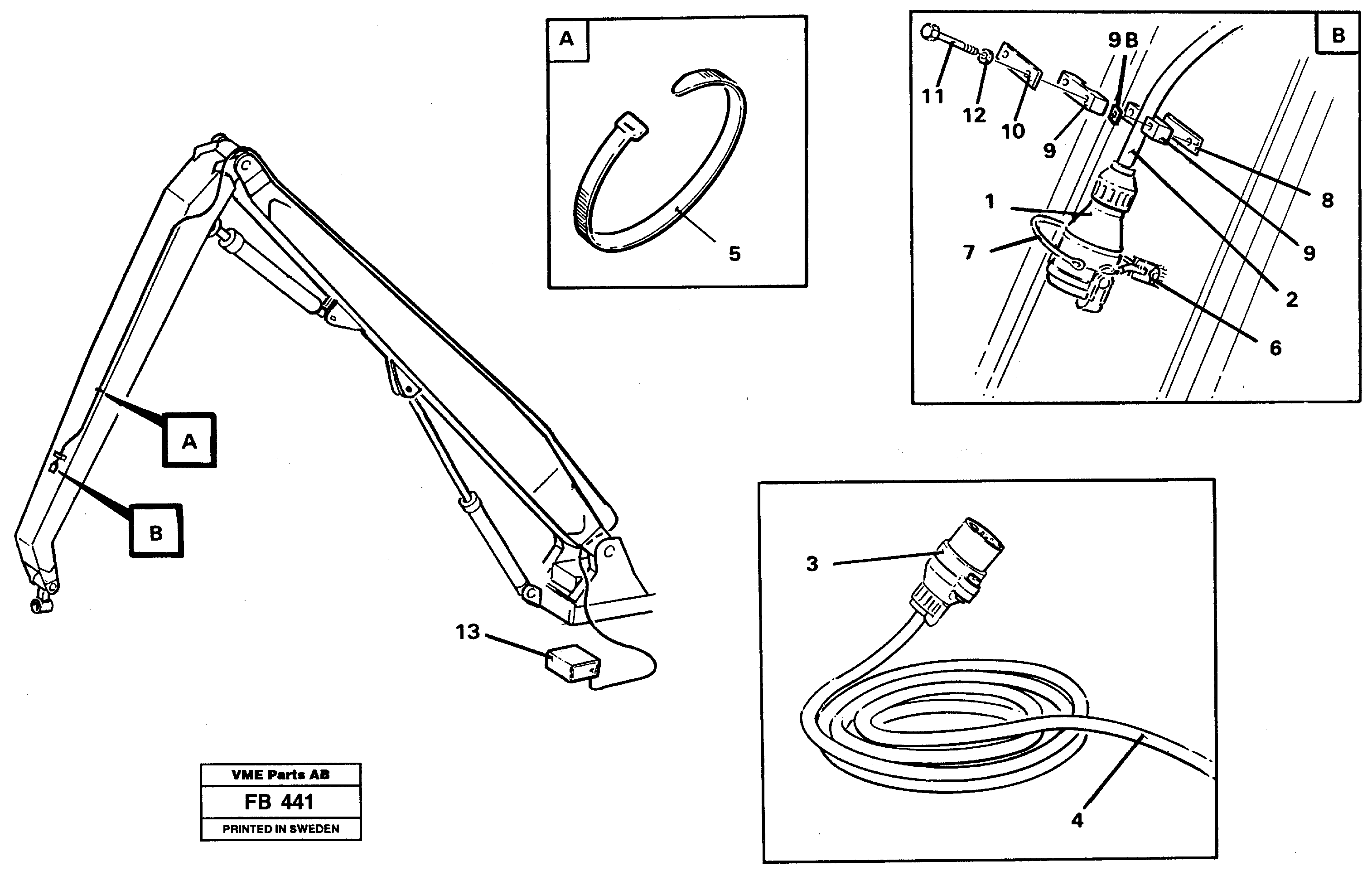 Схема запчастей Volvo EW230B - 33682 Magnet equipment Ohio, electric installation on handling boom and arm EW230B ?KERMAN ?KERMAN EW230B