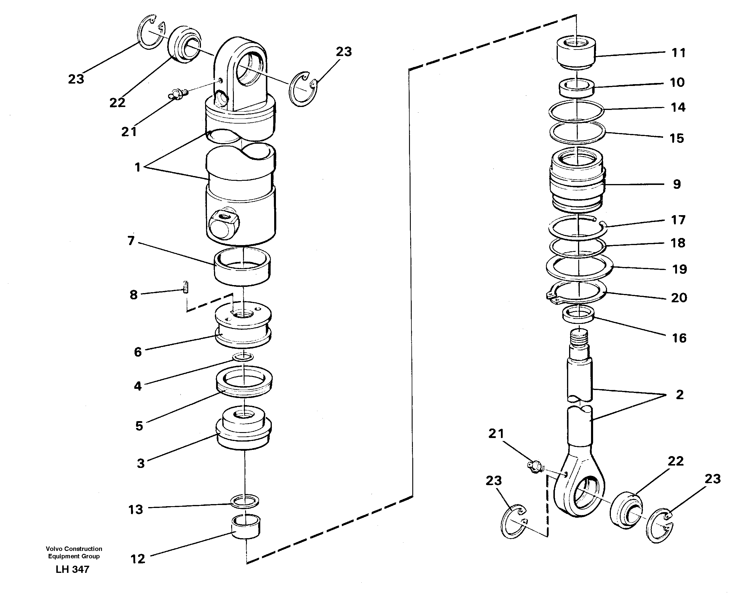 Схема запчастей Volvo EW230B - 39823 Гидроцилиндр EW230B SER NO 1736-